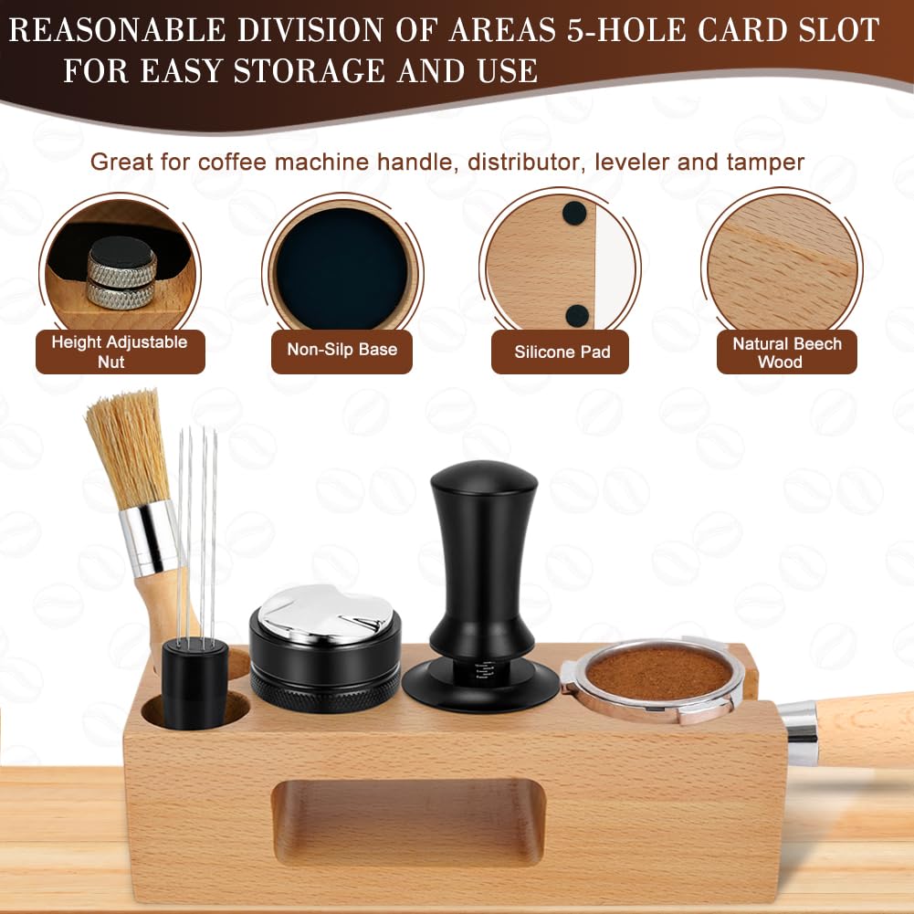 Y-Step Y-Step 5 Pack Espresso Tamper Set with Distributor Stirrer Tamping Station and Clean Brush for Coffee Bar 51mm Espresso Tools - View 5 of 9