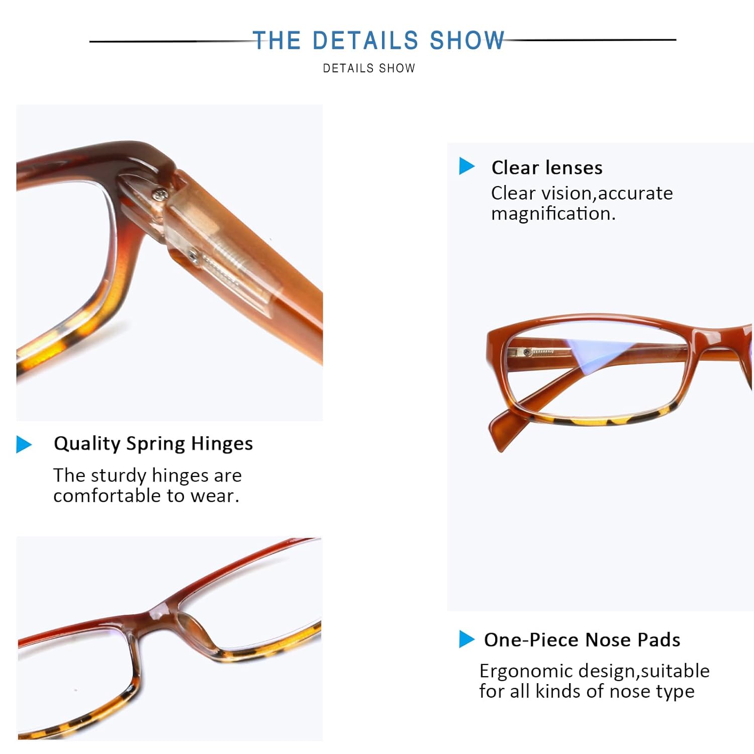 Henotin Henotin 5-Pack Blue Light Blocking Reading Glasses for Men and Women Anti Eyestrain Mix Color C2 1.00 Diopters - View 4 of 8