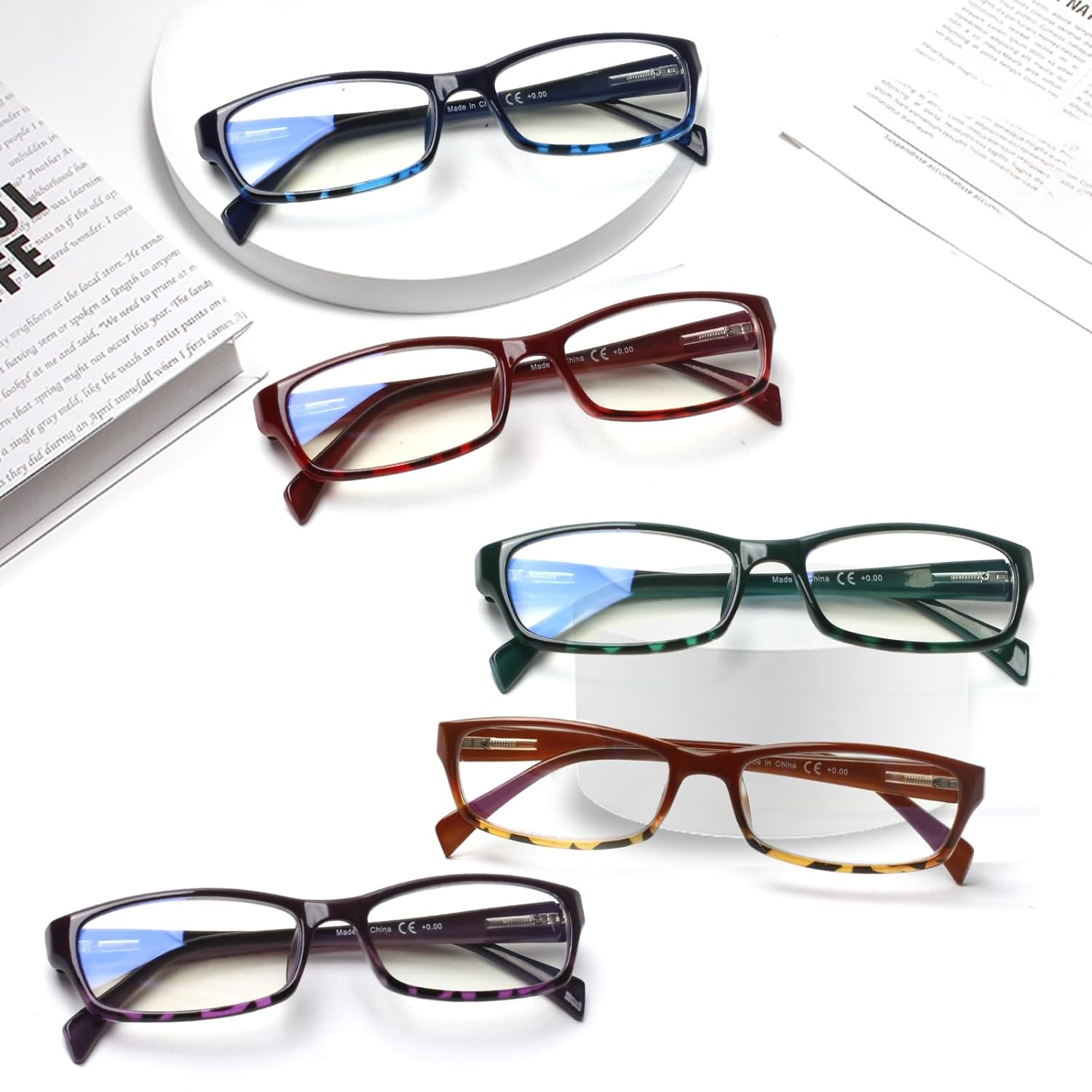 Henotin Henotin 5-Pack Blue Light Blocking Reading Glasses for Men and Women Anti Eyestrain Mix Color C2 1.00 Diopters - View 8 of 8