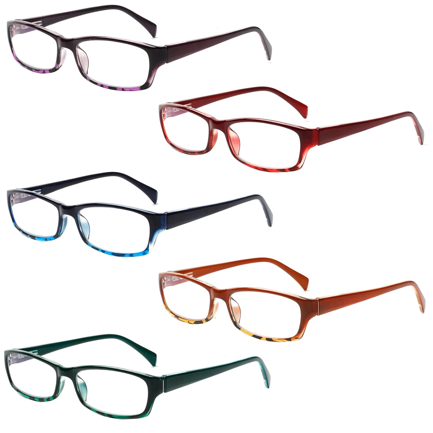 Henotin Henotin 5-Pack Blue Light Blocking Reading Glasses for Men and Women Anti Eyestrain Mix Color C2 1.00 Diopters