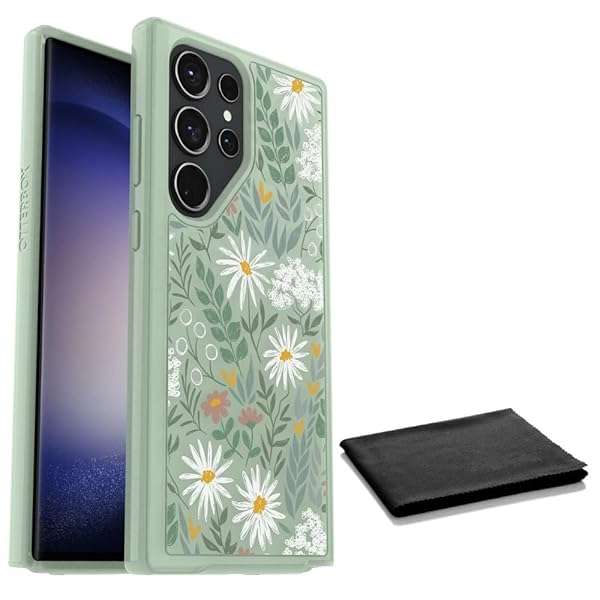 OtterBox Galaxy S23 Ultra Symmetry Case - Sage Advice Green, Wireless Charging, Camera Protection & Cleaning Cloth