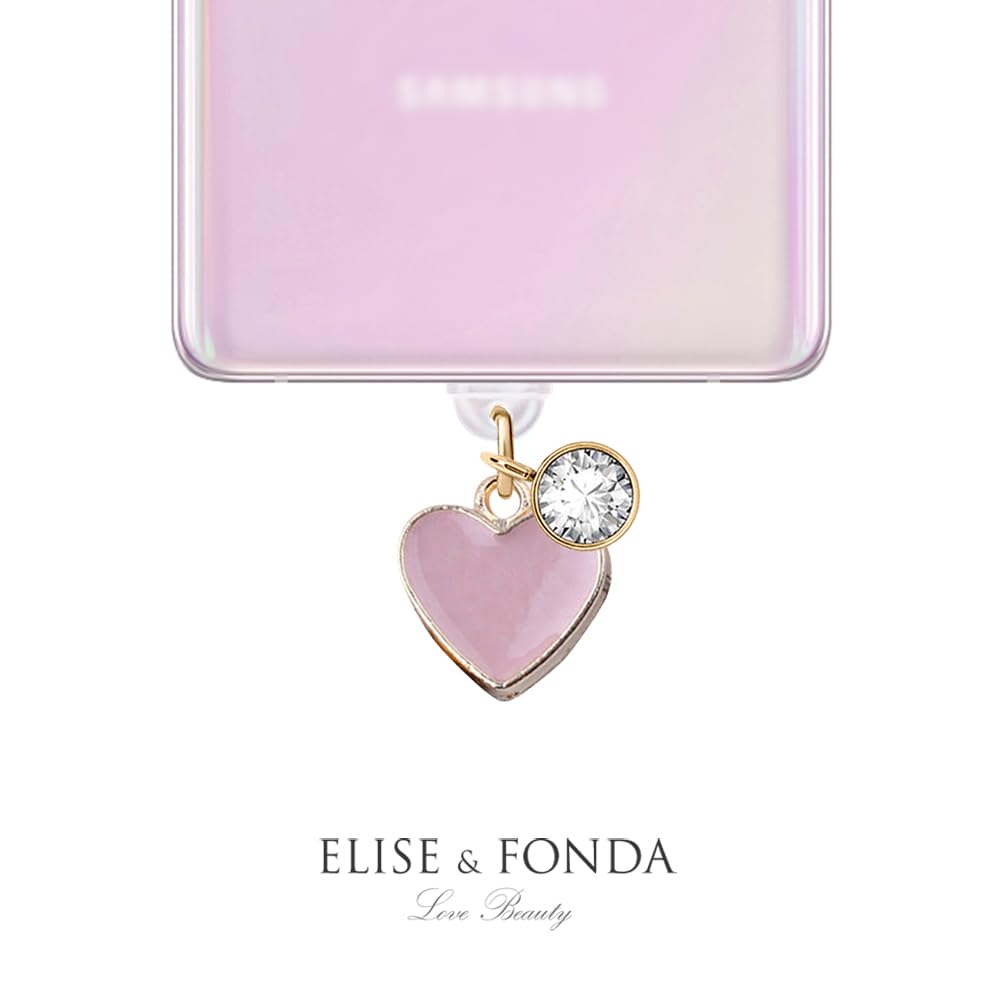 ELISE & FONDA ELISE FONDA TP253 Type-C Charging Port Anti Dust Plug Heart Charm for Samsung OnePlus Xiaomi Oppo iPhone 15 16 Pink - View 3 of 7