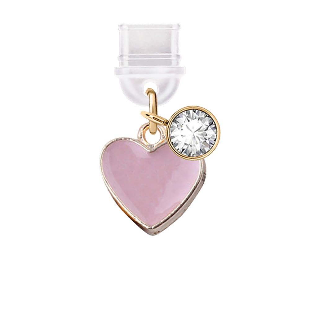 ELISE & FONDA ELISE FONDA TP253 Type-C Charging Port Anti Dust Plug Heart Charm for Samsung OnePlus Xiaomi Oppo iPhone 15 16 Pink