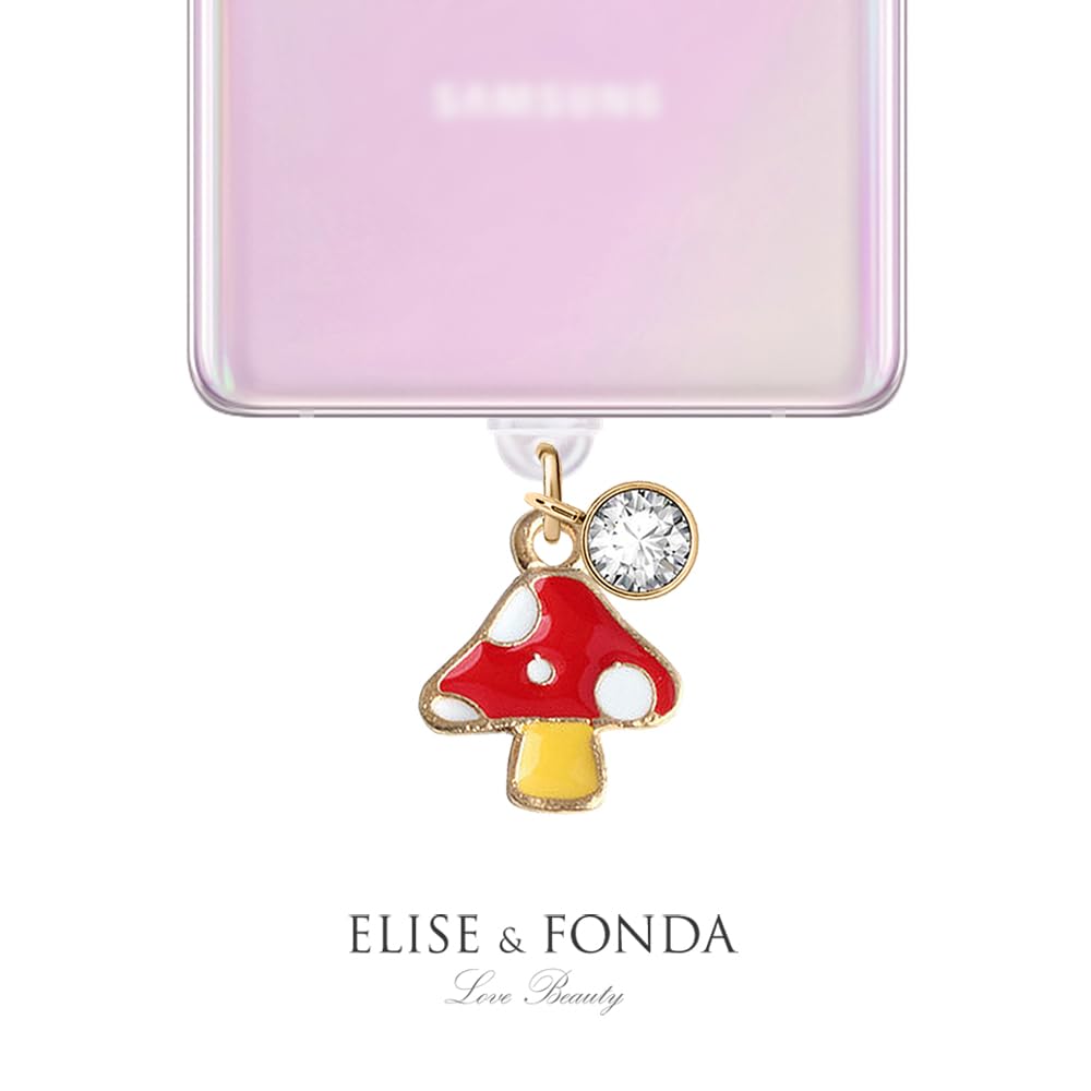 ELISE & FONDA ELISE FONDA TP251 Type-C USB Charging Port Anti Dust Plug Tiny Mushroom Cell Phone Charm for Samsung OnePlus Xiaomi Oppo iPhone 15 16 Red - View 3 of 7