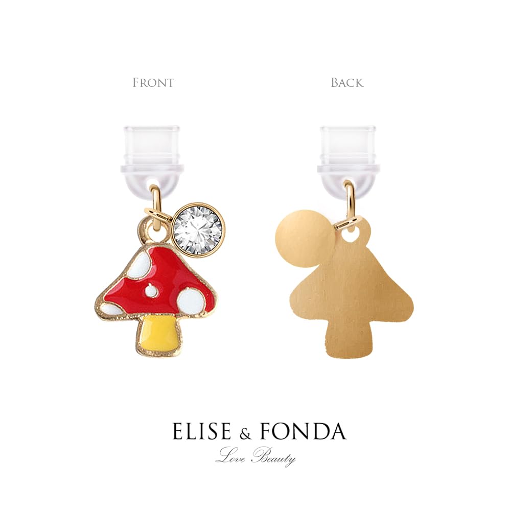 ELISE & FONDA ELISE FONDA TP251 Type-C USB Charging Port Anti Dust Plug Tiny Mushroom Cell Phone Charm for Samsung OnePlus Xiaomi Oppo iPhone 15 16 Red - View 4 of 7