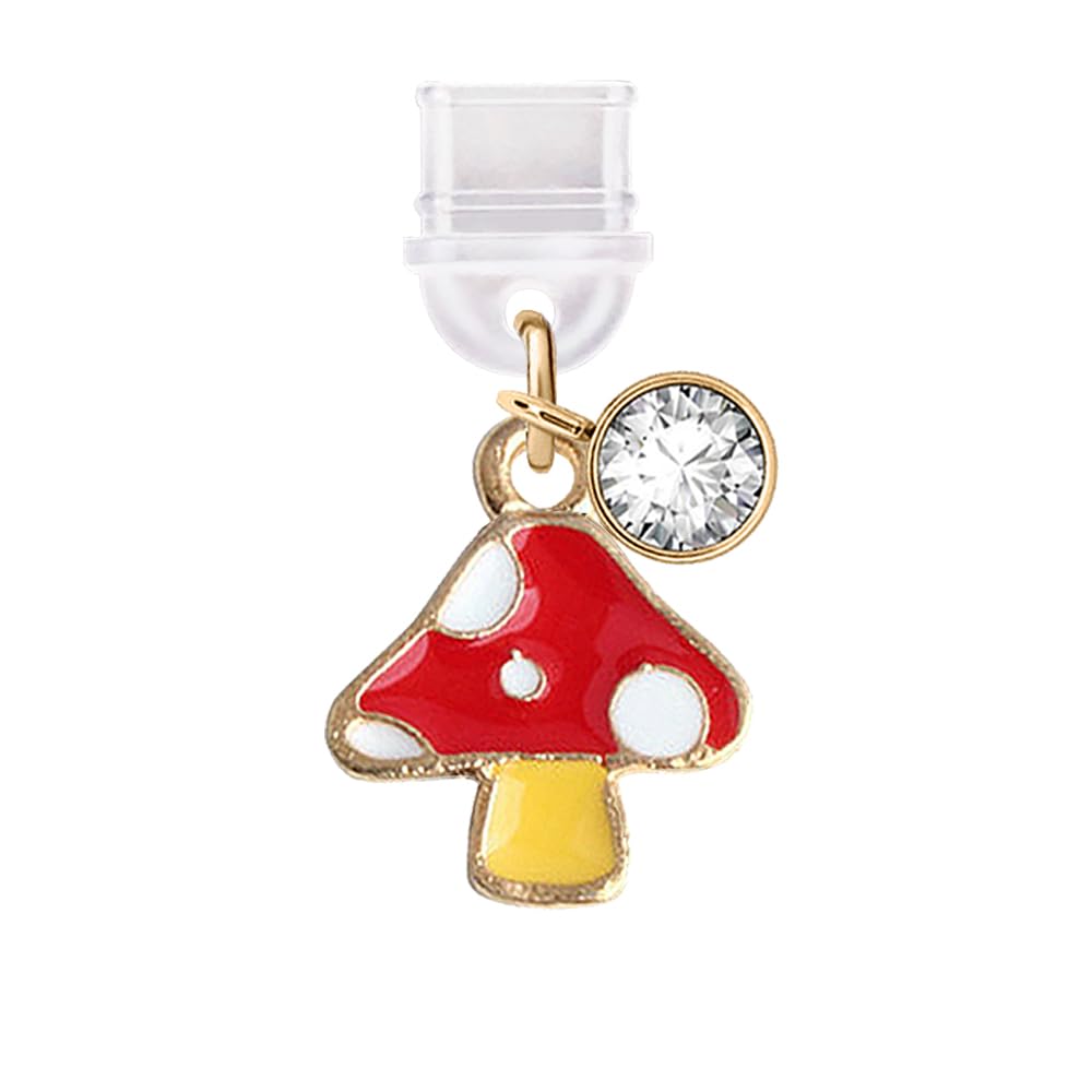 ELISE & FONDA ELISE FONDA TP251 Type-C USB Charging Port Anti Dust Plug Tiny Mushroom Cell Phone Charm for Samsung OnePlus Xiaomi Oppo iPhone 15 16 Red