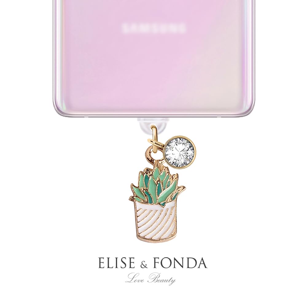 ELISE & FONDA ELISE FONDA TP256 Type-C Charging Port Anti Dust Plug Tiny Cactus Cell Phone Charm for Samsung OnePlus Xiaomi Oppo iPhone 15 16 White - View 3 of 7