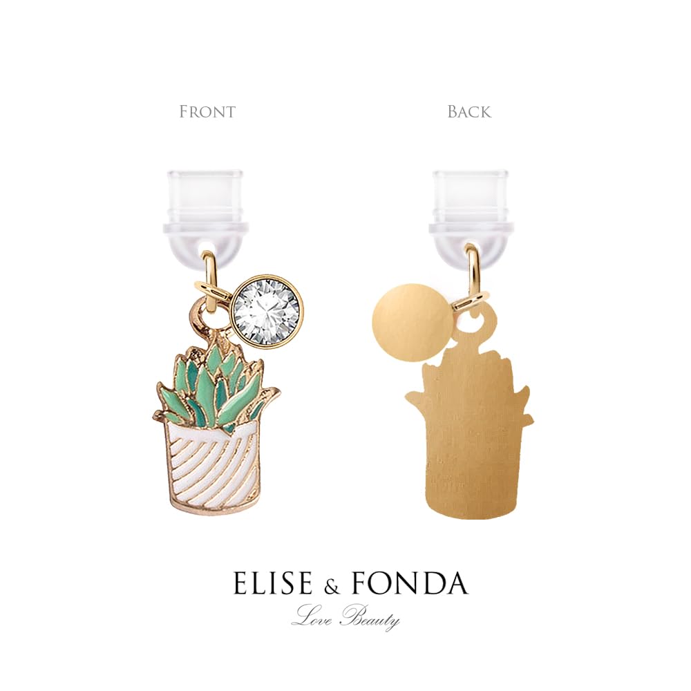 ELISE & FONDA ELISE FONDA TP256 Type-C Charging Port Anti Dust Plug Tiny Cactus Cell Phone Charm for Samsung OnePlus Xiaomi Oppo iPhone 15 16 White - View 4 of 7