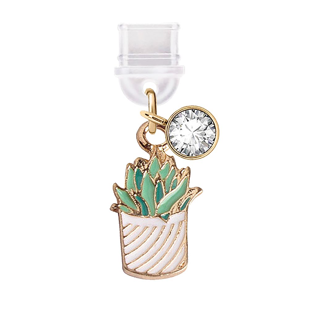 ELISE & FONDA ELISE FONDA TP256 Type-C Charging Port Anti Dust Plug Tiny Cactus Cell Phone Charm for Samsung OnePlus Xiaomi Oppo iPhone 15 16 White