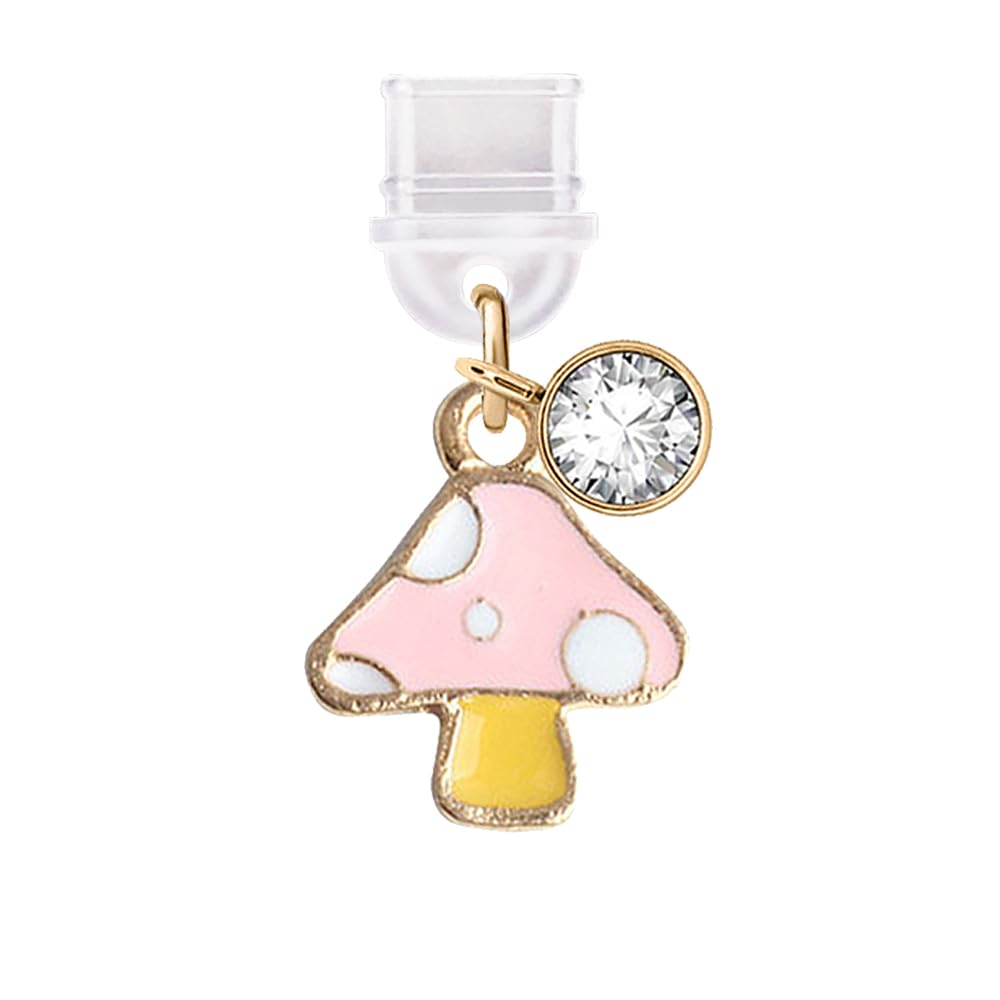 ELISE & FONDA ELISE FONDA TP252 Type-C USB Charging Port Anti Dust Plug Tiny Mushroom Charm for Samsung OnePlus Xiaomi Oppo iPhone 15 16 Pink