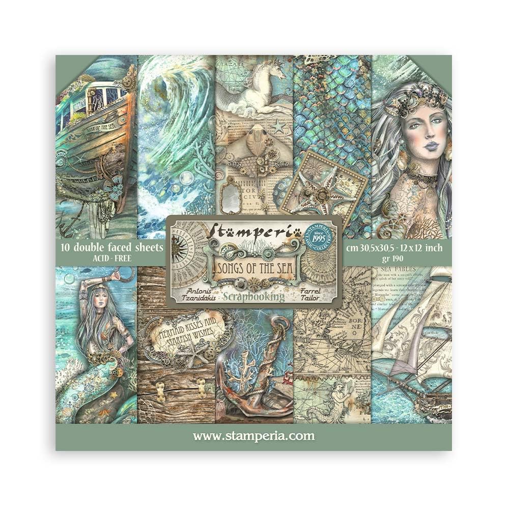 Stamperia Stamperia Scrapbooking Pad 10 Sheets 30.5 x 30.5 Songs of The Sea Perfect for Creative Projects