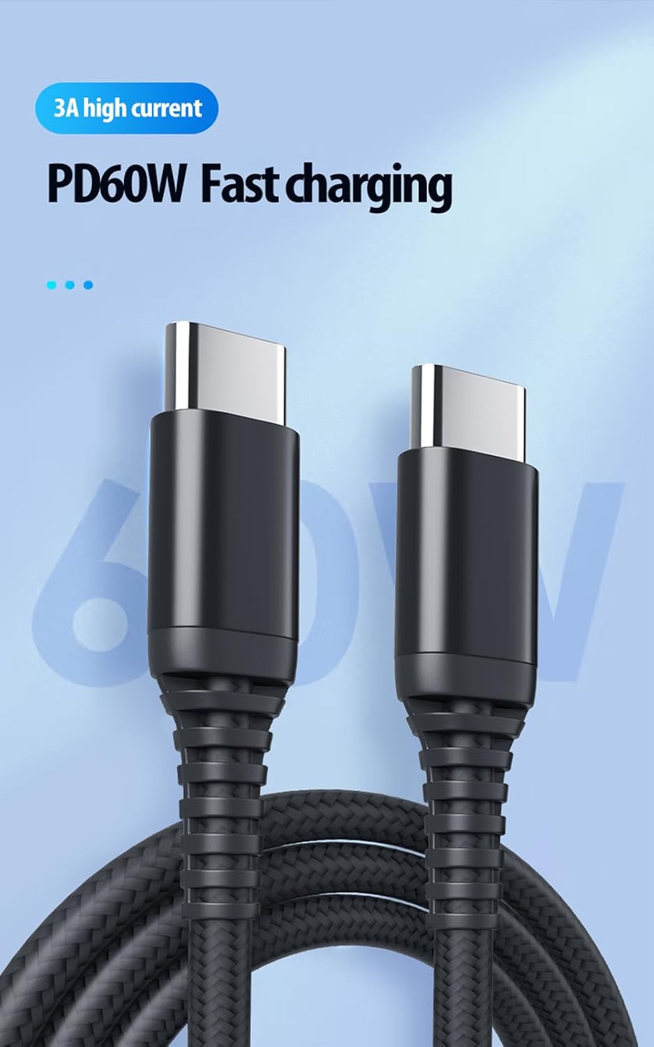 tekSonic tekSonic USB C Cable 5 Pack 3.1A QC 3.0 60W Fast Charging Nylon Braided Cords Compatible with iPhone 15 MacBook Pro iPad Mini 6 Galaxy S23 Pixel - View 3 of 9