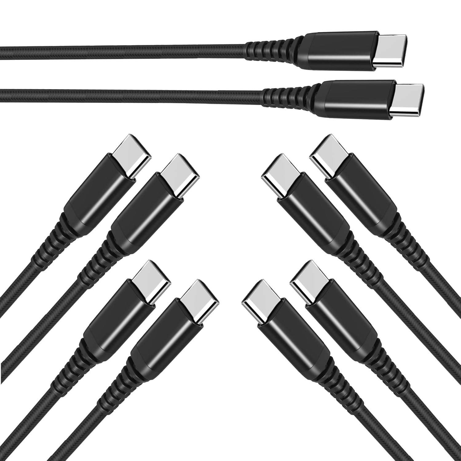 tekSonic tekSonic USB C Cable 5 Pack 3.1A QC 3.0 60W Fast Charging Nylon Braided Cords Compatible with iPhone 15 MacBook Pro iPad Mini 6 Galaxy S23 Pixel