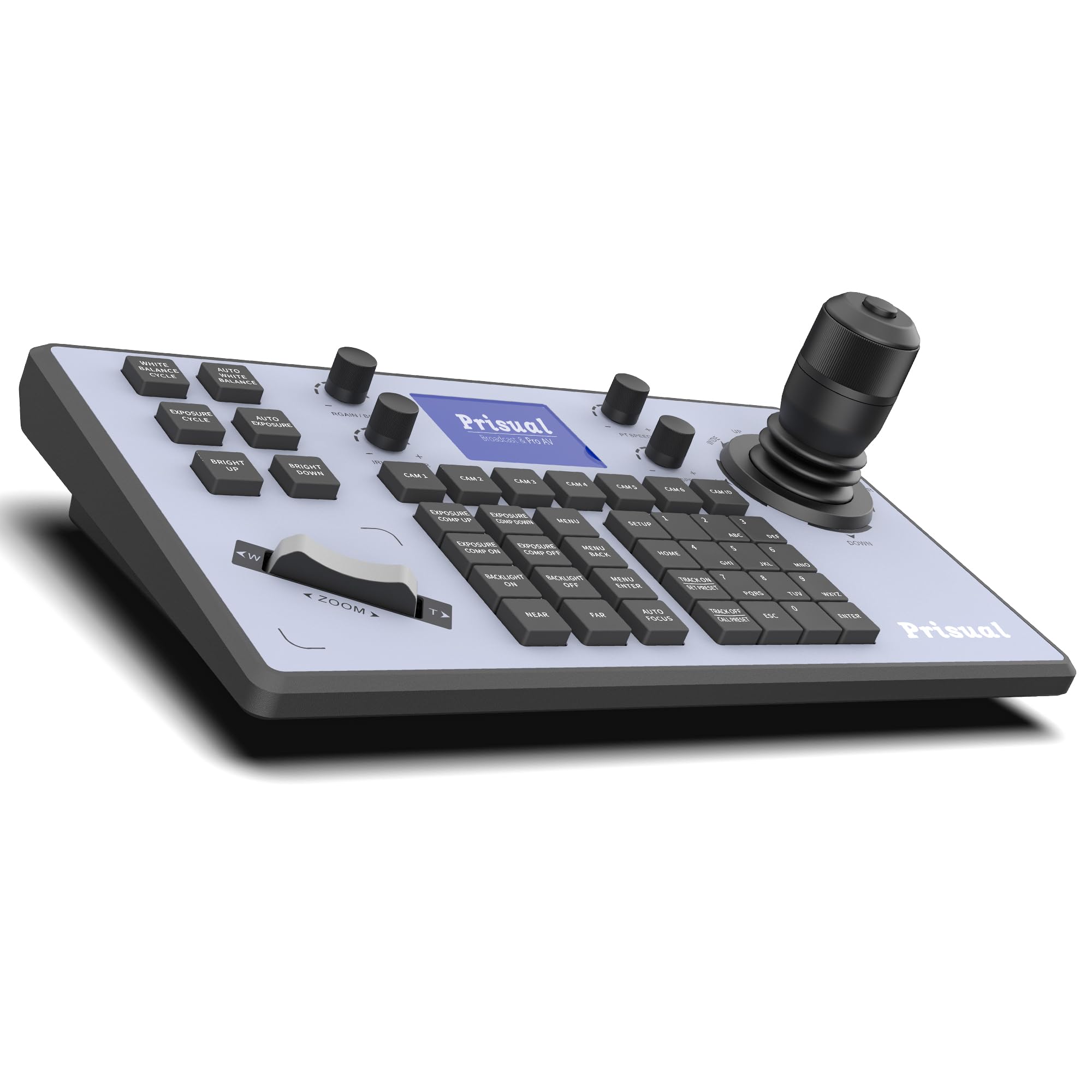 Prisual Prisual PTZ Camera Controller PoE 4D Joystick with LCD for Enhanced Church Live Streaming VISCA Pelco D P RS232 RS485 Compatibility