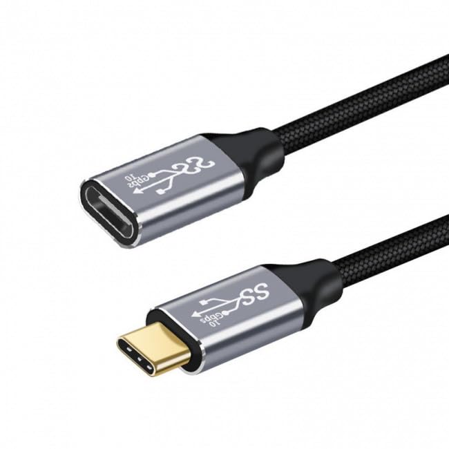 CY Cable USB-C 3.1 Male to Female Extension Data Cable 10Gbps 100W Compatible with iPhone 15 and Laptops 20cm Length