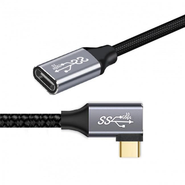 CY CY Cable Left Right Angled USB C 3.1 Male to Female Extension Data Cable 10Gbps 100W Compatible with iPhone 15 Laptop 50cm - View 7 of 9