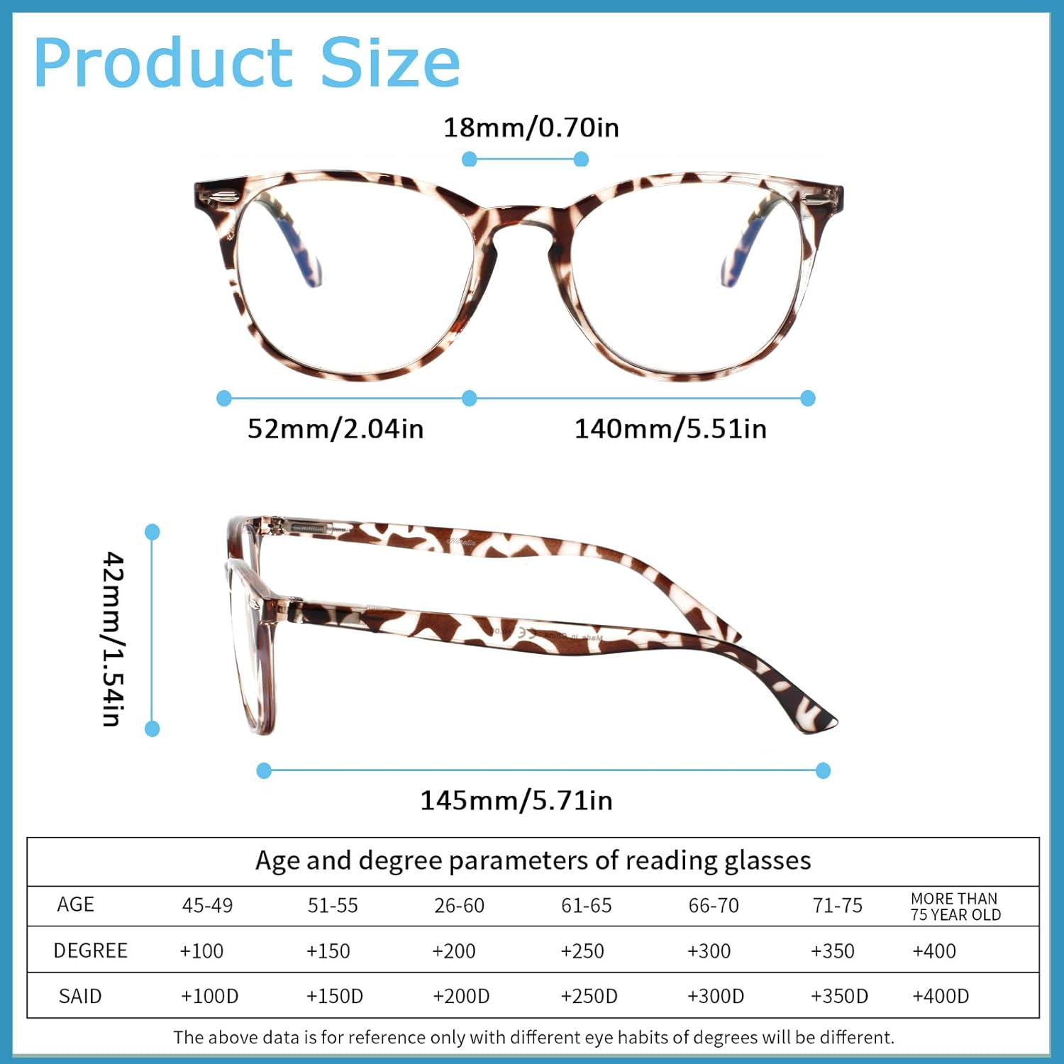 Henotin Henotin 6 Pack Reading Glasses for Women and Men Stylish Blue Light Blocking Computer Readers with Leather Case Multicolor 3 2.5 X - View 2 of 8