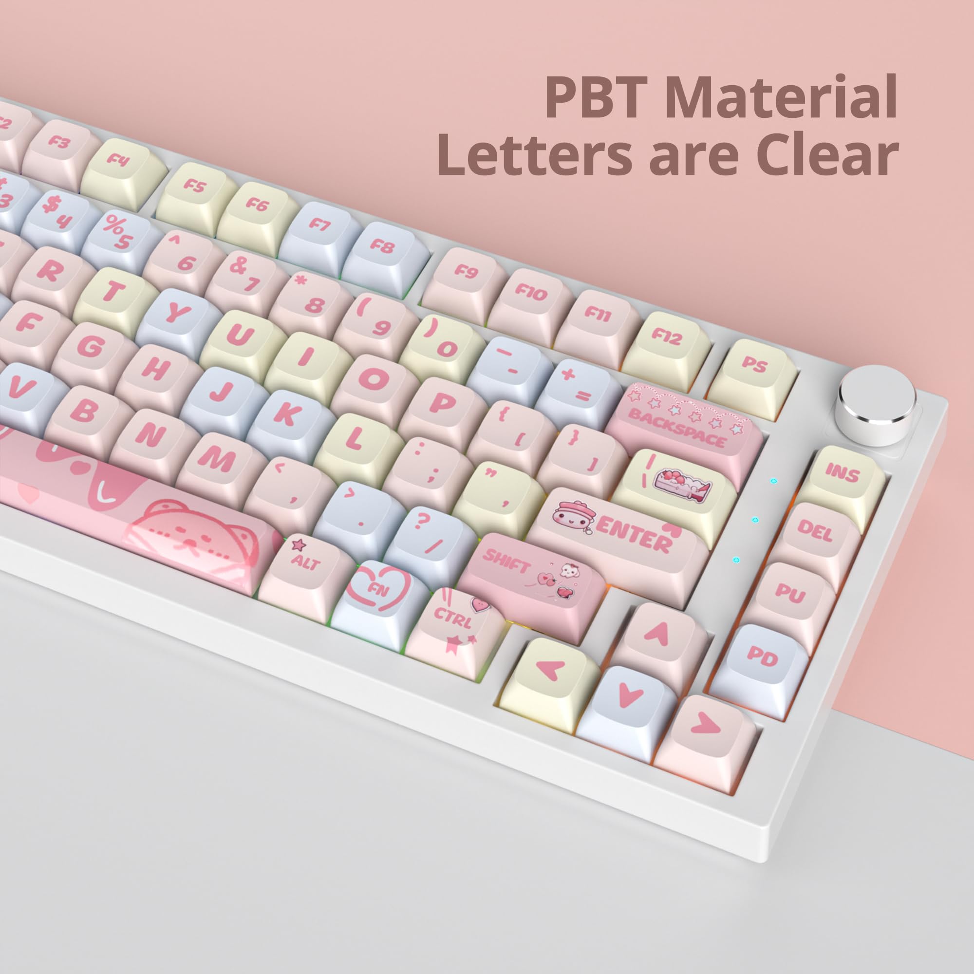 Ussixchare Ussixchare XDA Profile Keycaps 133 Keys PBT Dye Sublimation Custom Keycaps for Cherry Gateron MX Switches Cream Strawberry - View 5 of 7