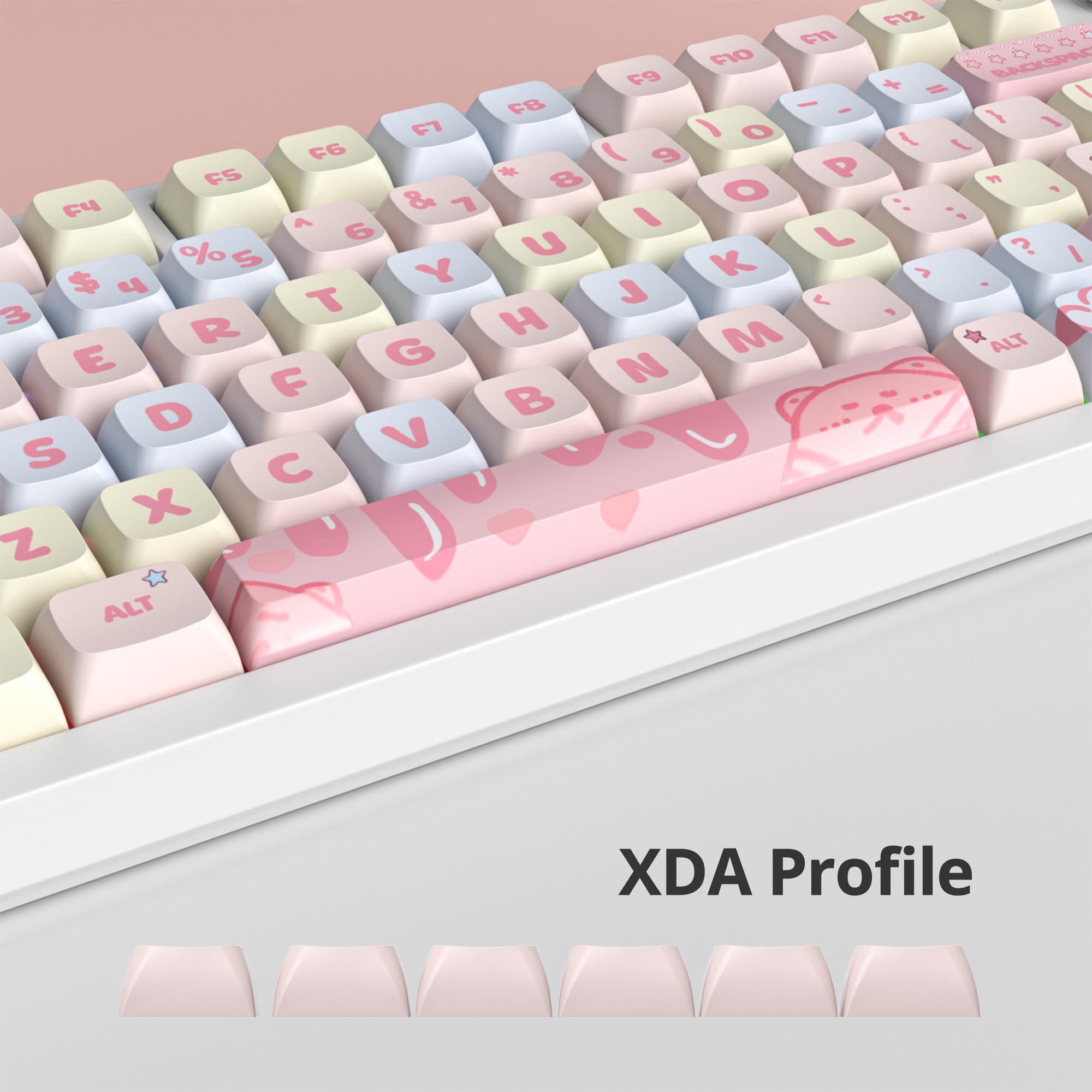 Ussixchare Ussixchare XDA Profile Keycaps 133 Keys PBT Dye Sublimation Custom Keycaps for Cherry Gateron MX Switches Cream Strawberry - View 6 of 7