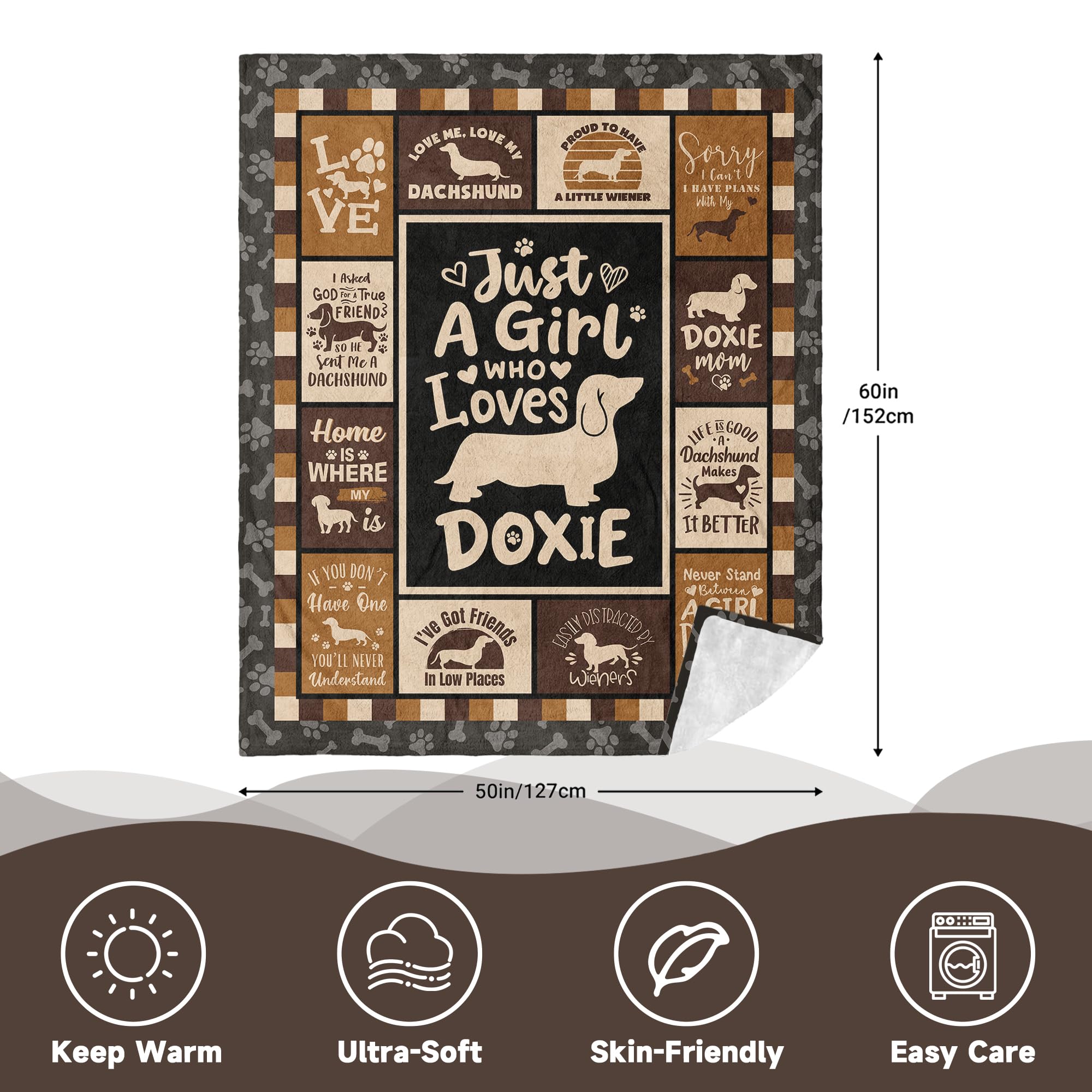 HSEFURNI HSEFURNI Dachshund Blanket Perfect Gift for Dachshund Lovers Cozy Throw for Women 60x50 Inches Ideal Dachshund Decor - View 6 of 7