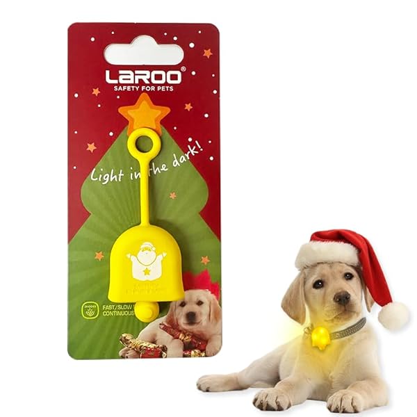 LaRoo LaRoo Christmas Day Dog Lights LED Clip On Collar for Night Walking Yellow