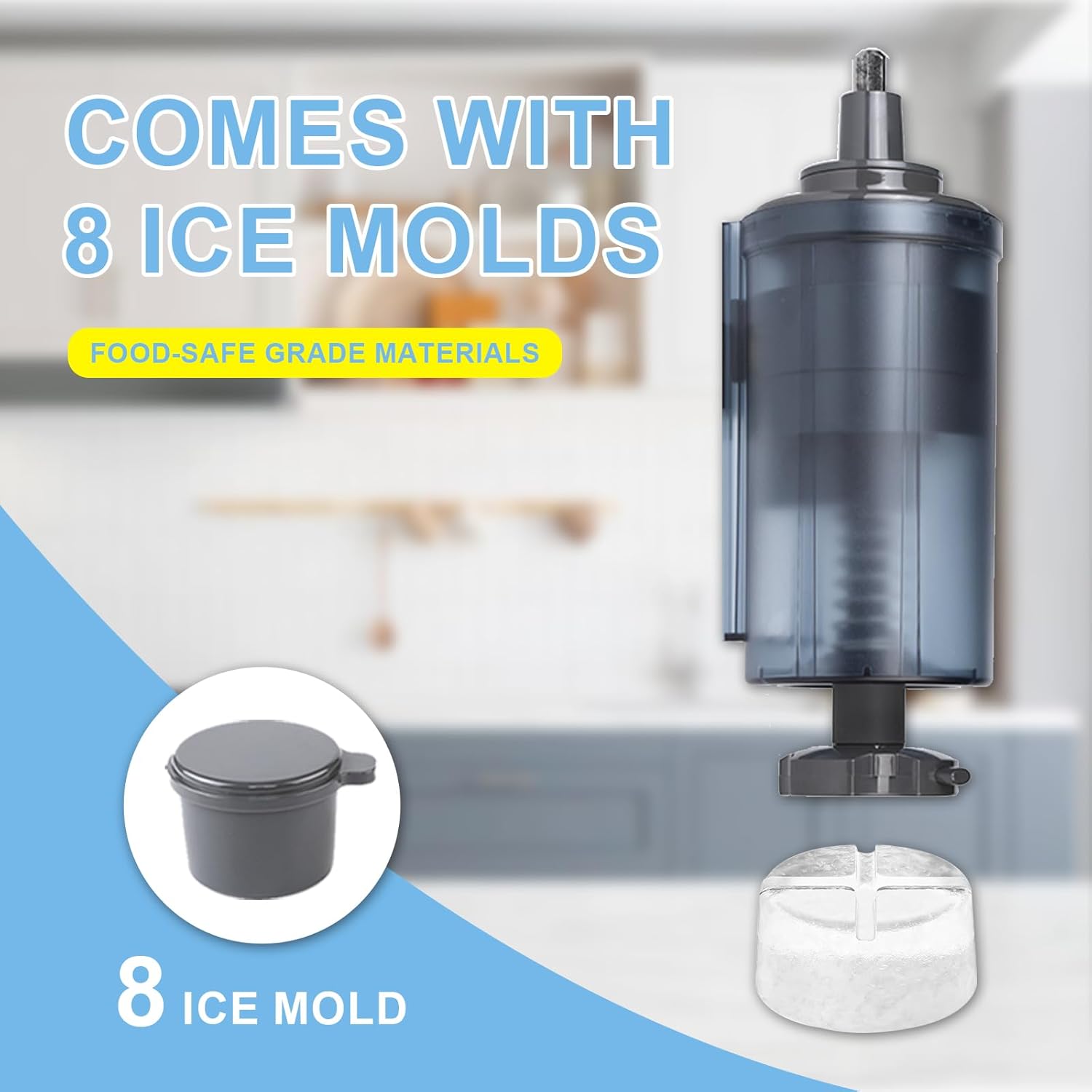 FORTHEAL Shaved Ice Attachment for Kitchen Aid Stand Mixer with 8 Ice Molds Perfect for Snow Cones and Shaved Ice Making - View 3 of 7