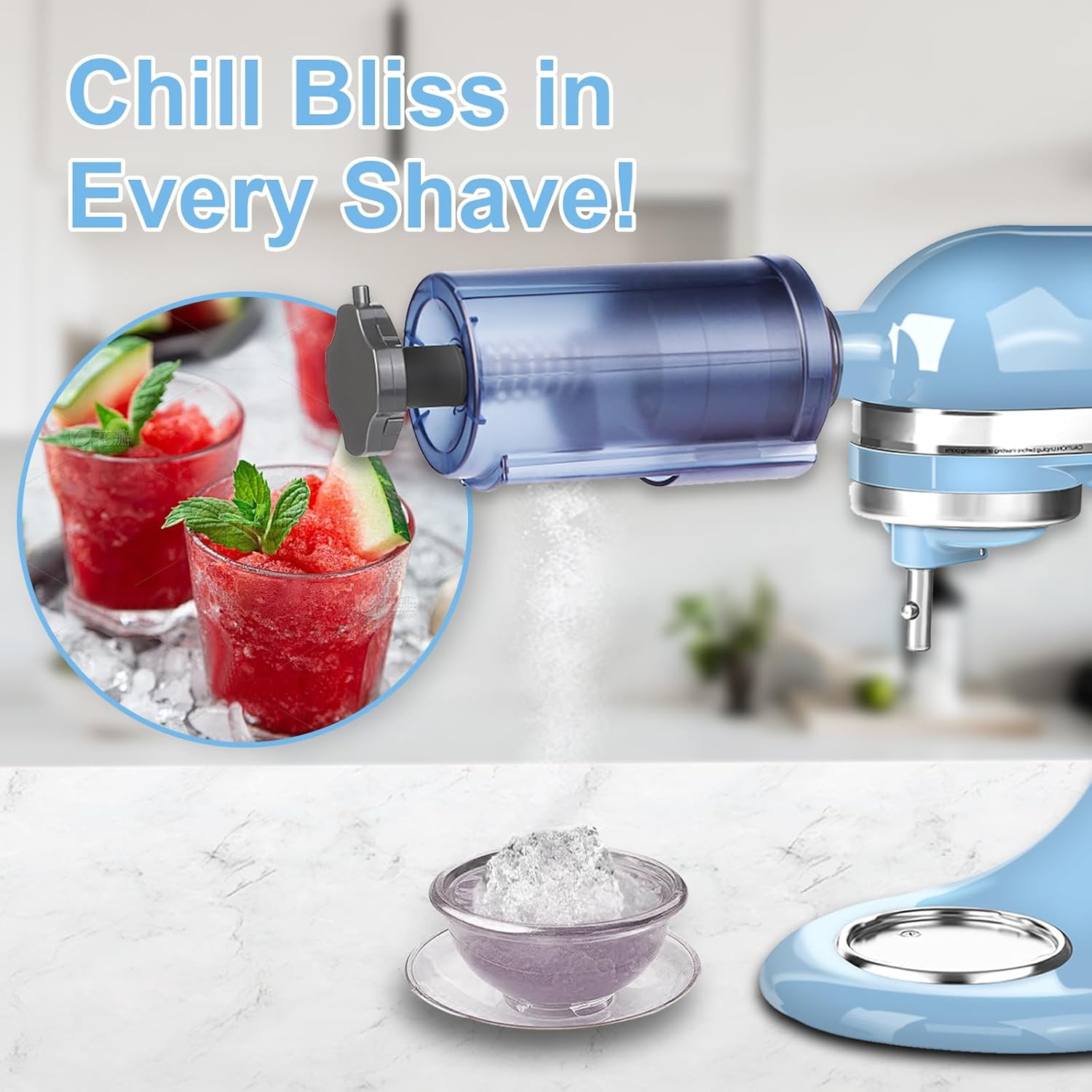 FORTHEAL Shaved Ice Attachment for Kitchen Aid Stand Mixer with 8 Ice Molds Perfect for Snow Cones and Shaved Ice Making - View 4 of 7