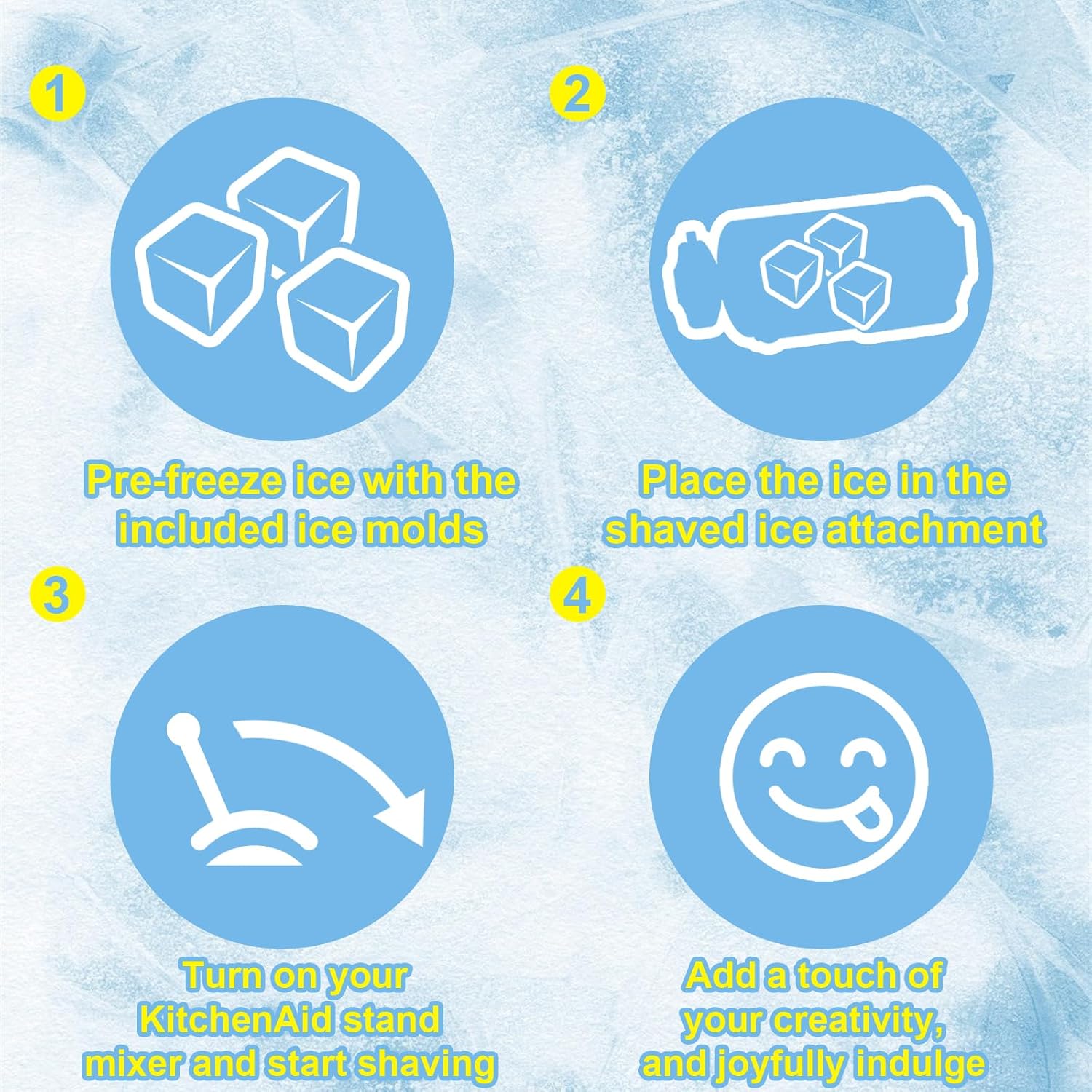 FORTHEAL Shaved Ice Attachment for Kitchen Aid Stand Mixer with 8 Ice Molds Perfect for Snow Cones and Shaved Ice Making - View 5 of 7