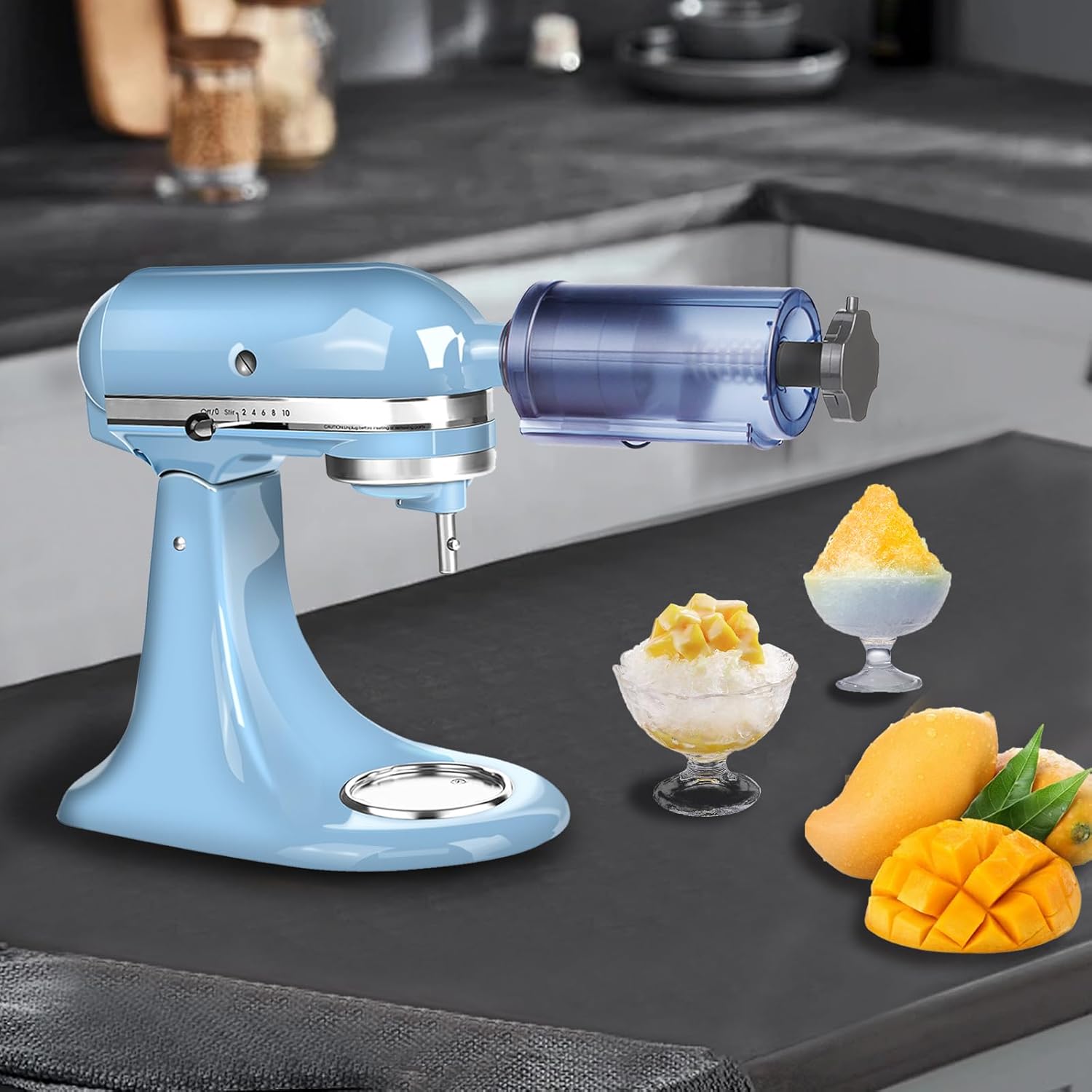 FORTHEAL Shaved Ice Attachment for Kitchen Aid Stand Mixer with 8 Ice Molds Perfect for Snow Cones and Shaved Ice Making - View 6 of 7