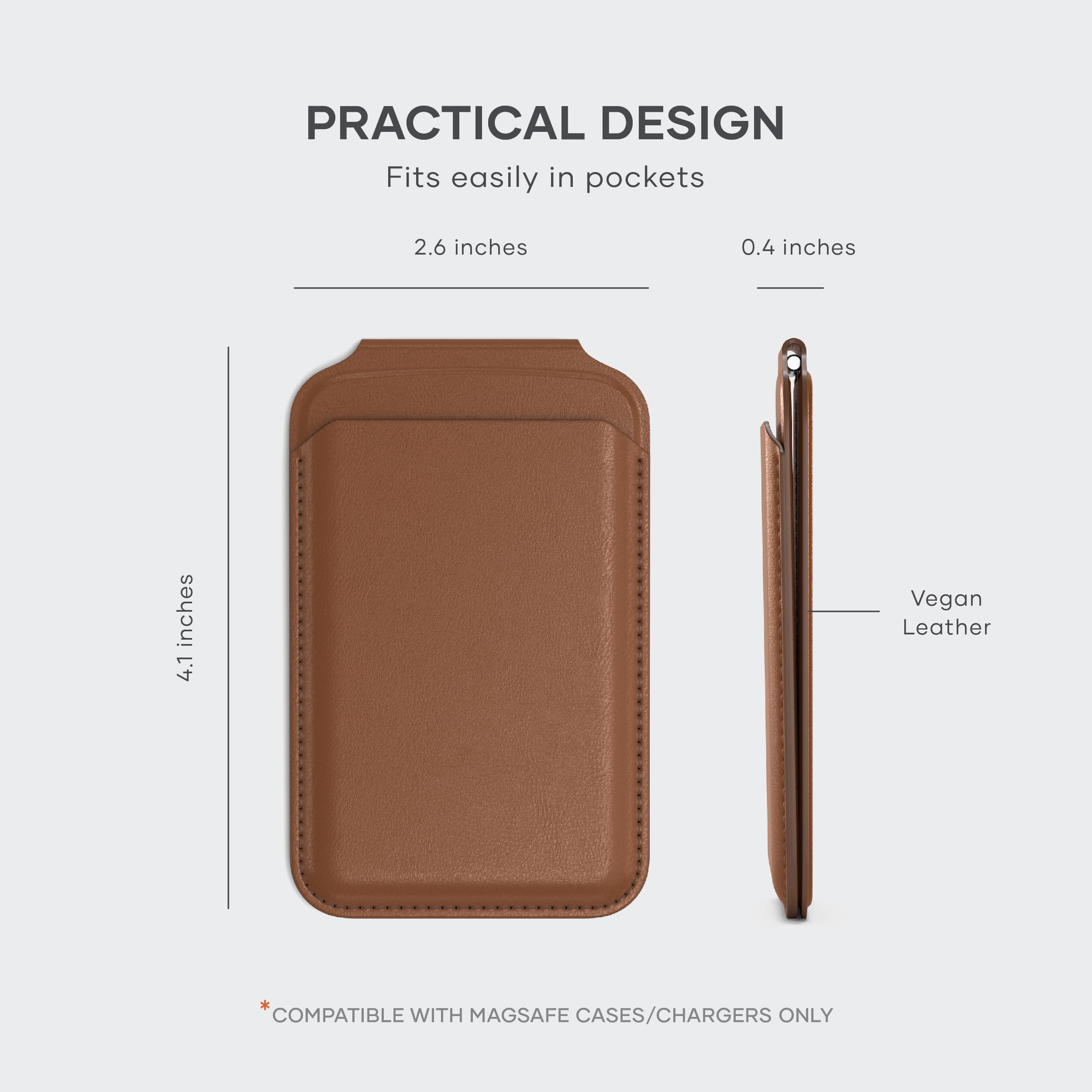 Satechi Satechi Magnetic MagSafe Wallet Vegan Leather Card Holder Adjustable Stand Holds 4 Cards for iPhone 16-12 Brown Travel Accessory - View 4 of 9