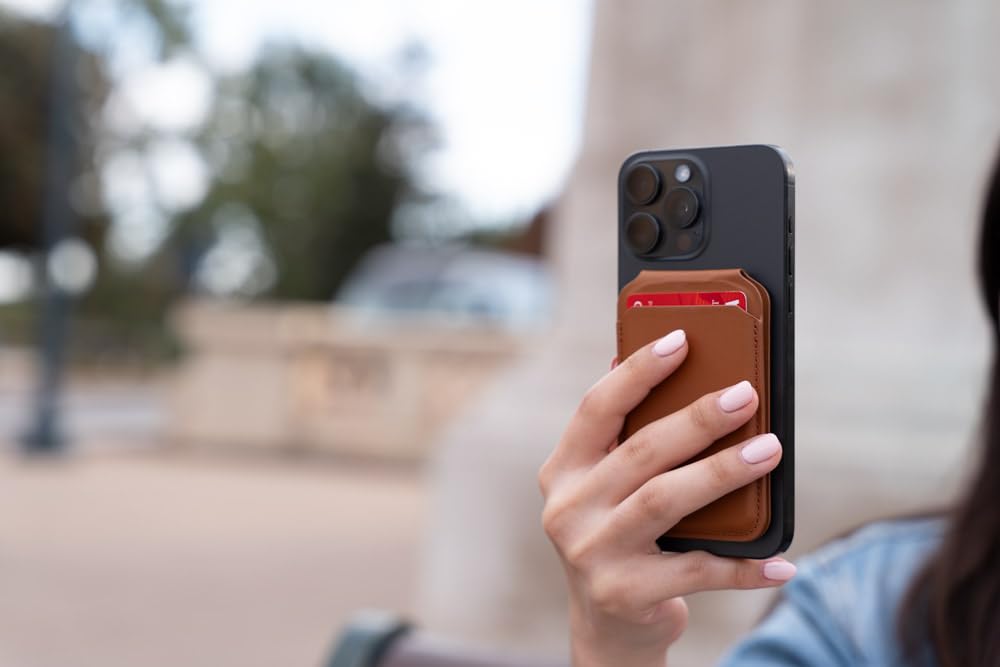 Satechi Satechi Magnetic MagSafe Wallet Vegan Leather Card Holder Adjustable Stand Holds 4 Cards for iPhone 16-12 Brown Travel Accessory - View 8 of 9