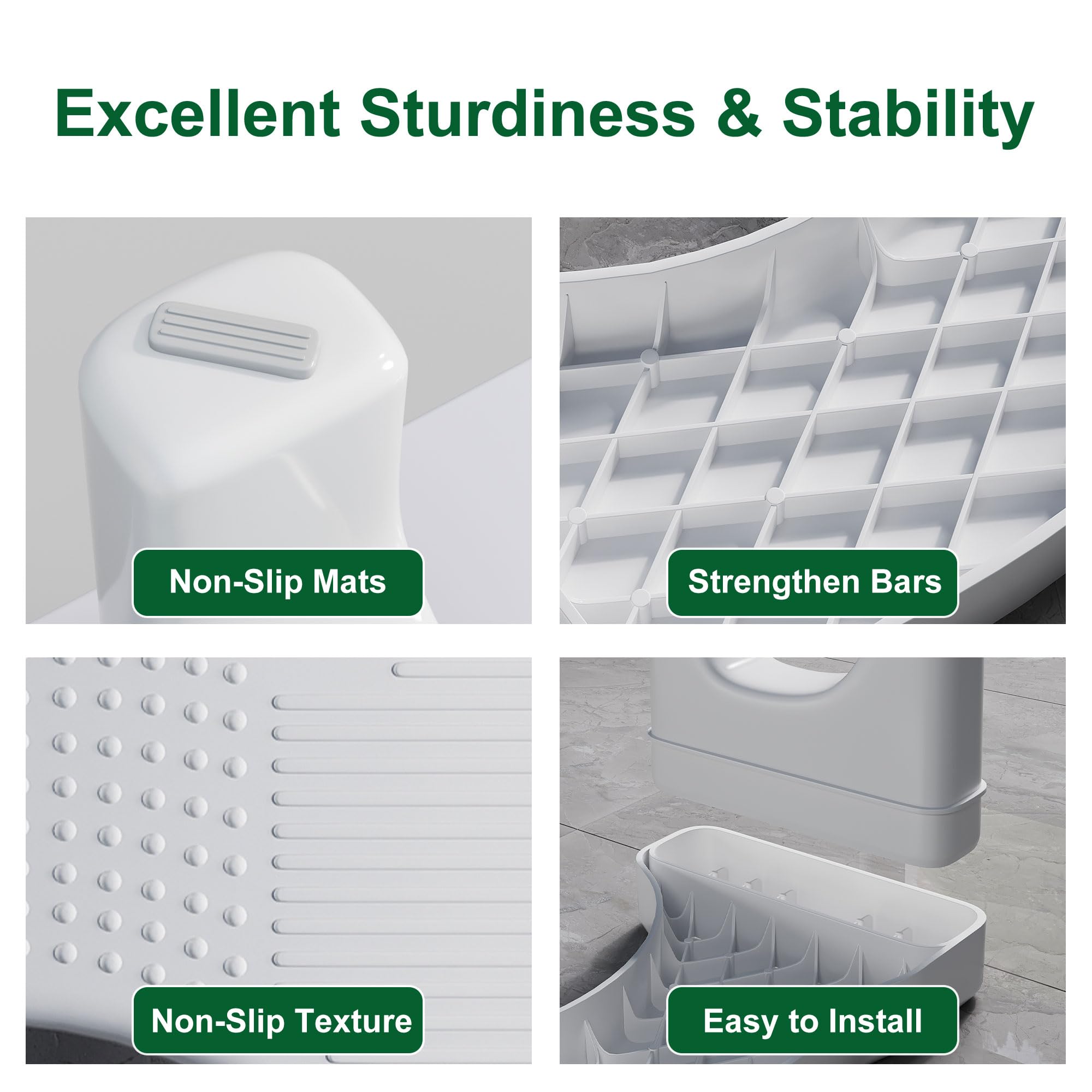 Kzeirm Kzeirm Toilet Stool Portable Foot Pooping Step Stool for Adults Bathroom Leg Raiser Travel Squat Bench - View 5 of 6