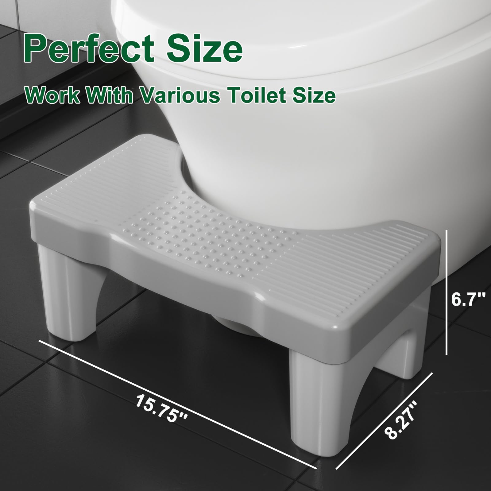 Kzeirm Kzeirm Toilet Stool Portable Foot Pooping Step Stool for Adults Bathroom Leg Raiser Travel Squat Bench - View 6 of 6