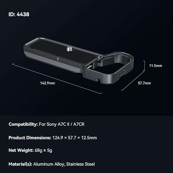 SMALLRIG "SmallRig Base Plate for Sony A7C II/A7CR - Quick-Release, QD Socket, 1/4"-20 & 3/8"-16 Threads - Model 4438" - View 9 of 9