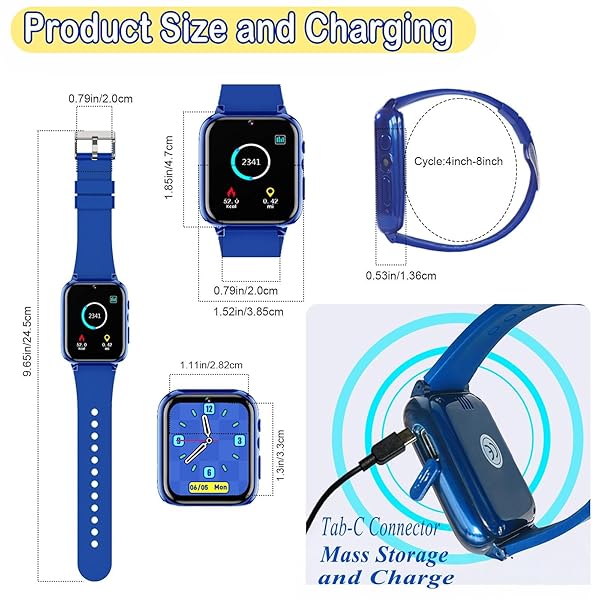iCHOMKE iCHOMKE Smart Watch for Kids with Games Camera Pedometer Calendar and Audio Book Perfect Gift for Children Ages 4 to 12 Blue - View 11 of 11