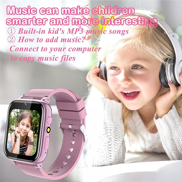 iCHOMKE iCHOMKE Smart Watch for Kids with Games Camera Pedometer Calendar and More Perfect Gift for Girls and Boys Aged 4 to 12 Pink - View 6 of 11