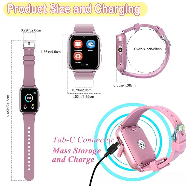 iCHOMKE iCHOMKE Smart Watch for Kids with Games Camera Pedometer Calendar and More Perfect Gift for Girls and Boys Aged 4 to 12 Pink - View 11 of 11
