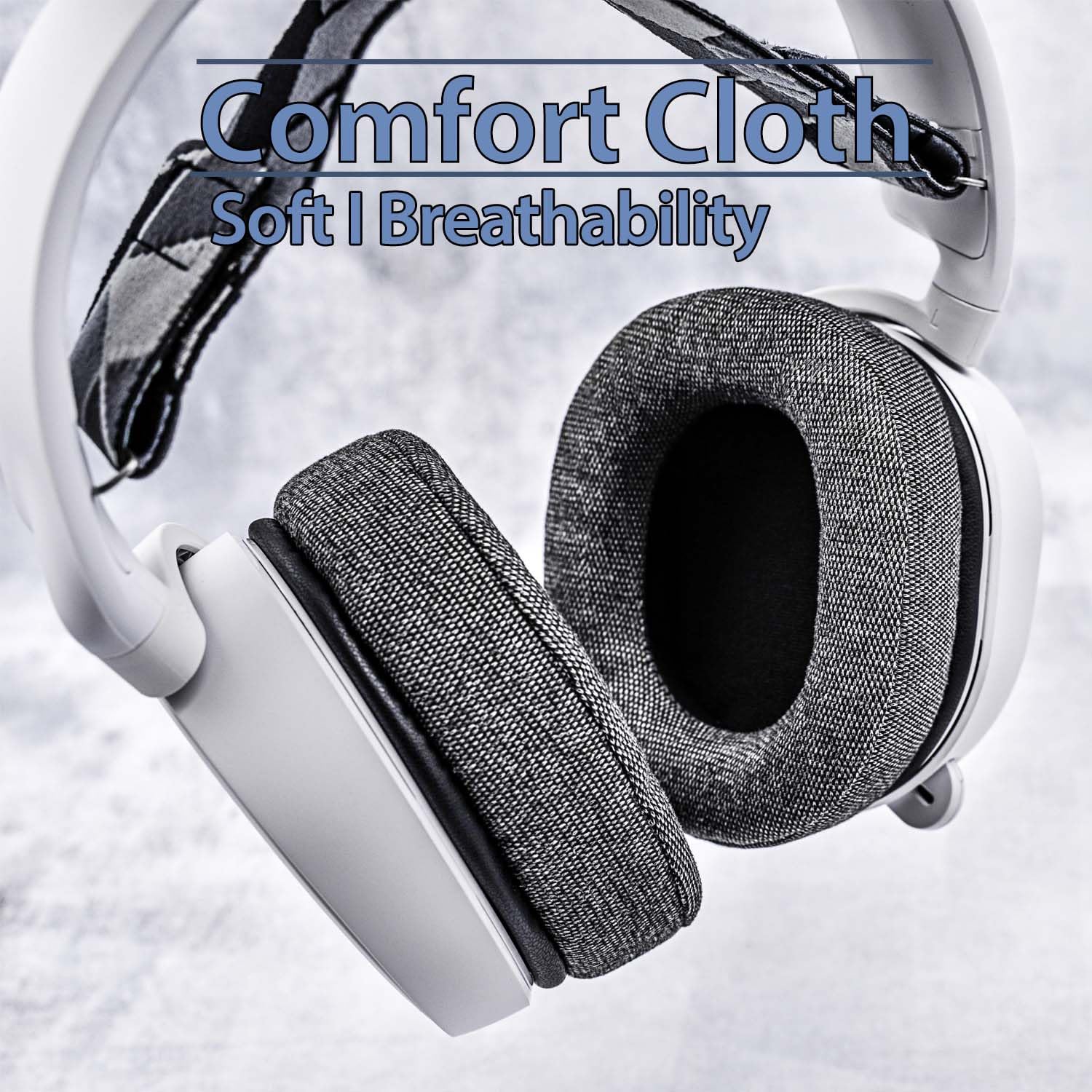 TRANSTEK TRANSTEK Earpads Ear Cushion for Arctis Pro 7 5 3 1 9X 7X 7P RIG 800 Series ATH M50X M40X MDR 7506 V6 Thicker Memory Foam Grey Fabric - View 6 of 7