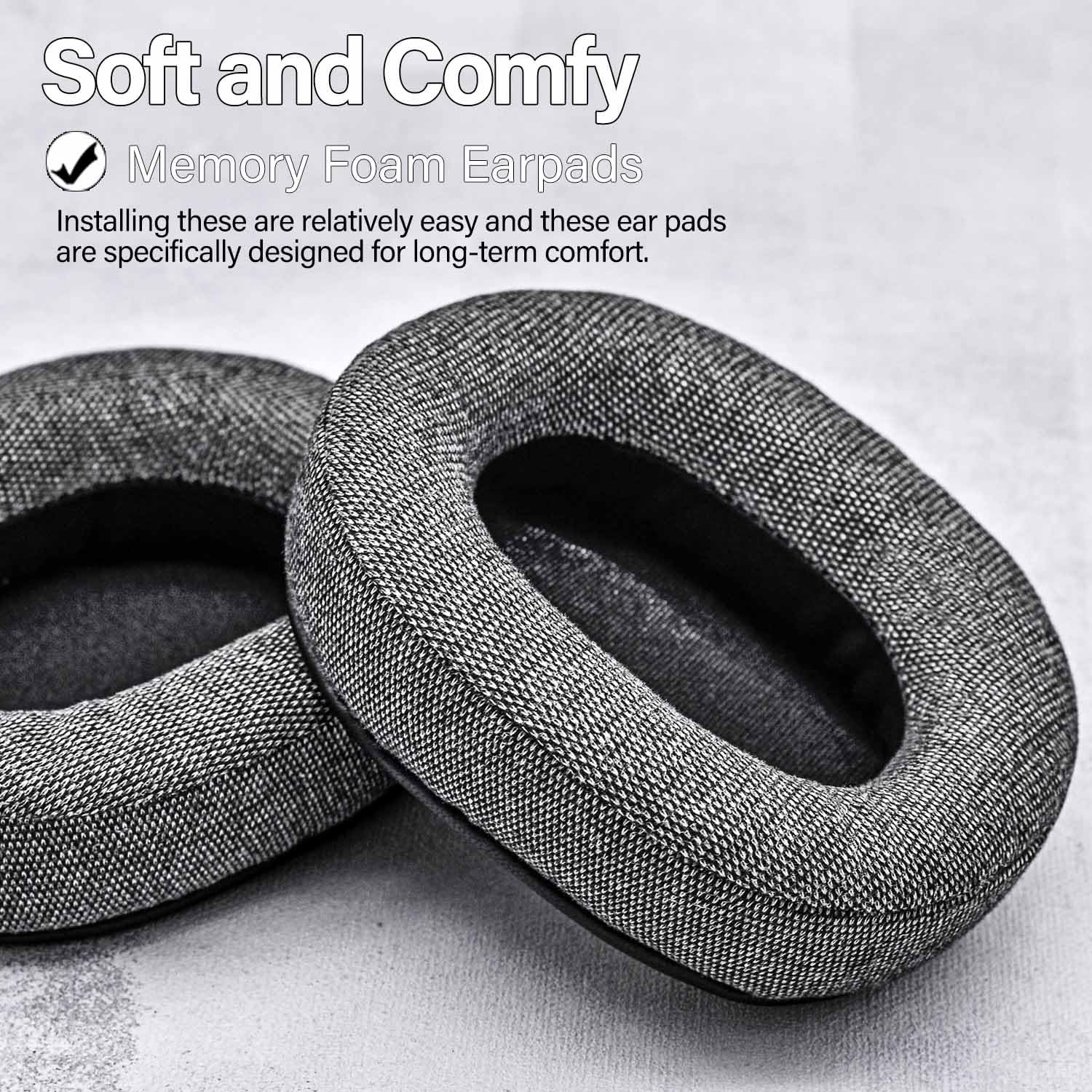 TRANSTEK TRANSTEK Earpads Ear Cushion for Arctis Pro 7 5 3 1 9X 7X 7P RIG 800 Series ATH M50X M40X MDR 7506 V6 Thicker Memory Foam Grey Fabric - View 7 of 7