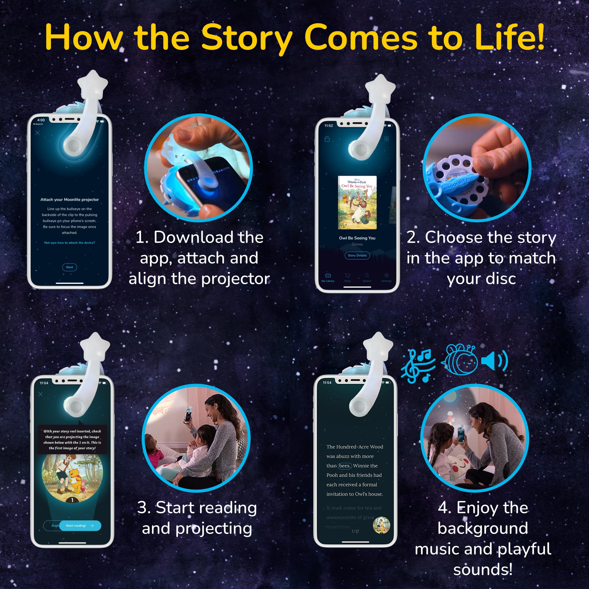 Moonlite Moonlite Storytime Projector for Kids Immersive Reading Experience Smartphone Compatible Interactive Learning Fun - View 6 of 7