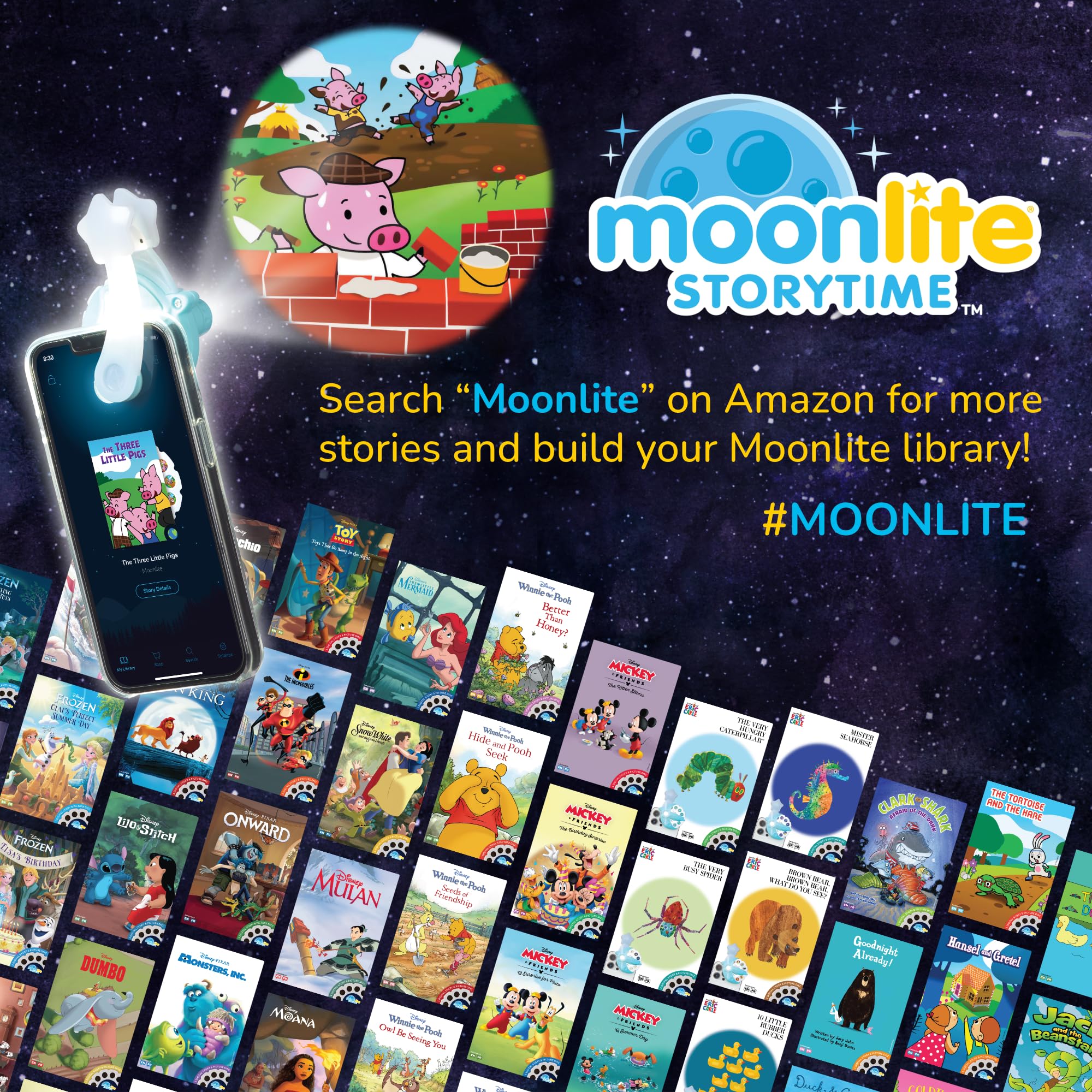 Moonlite Moonlite Storytime Projector for Kids Immersive Reading Experience Smartphone Compatible Interactive Learning Fun - View 7 of 7