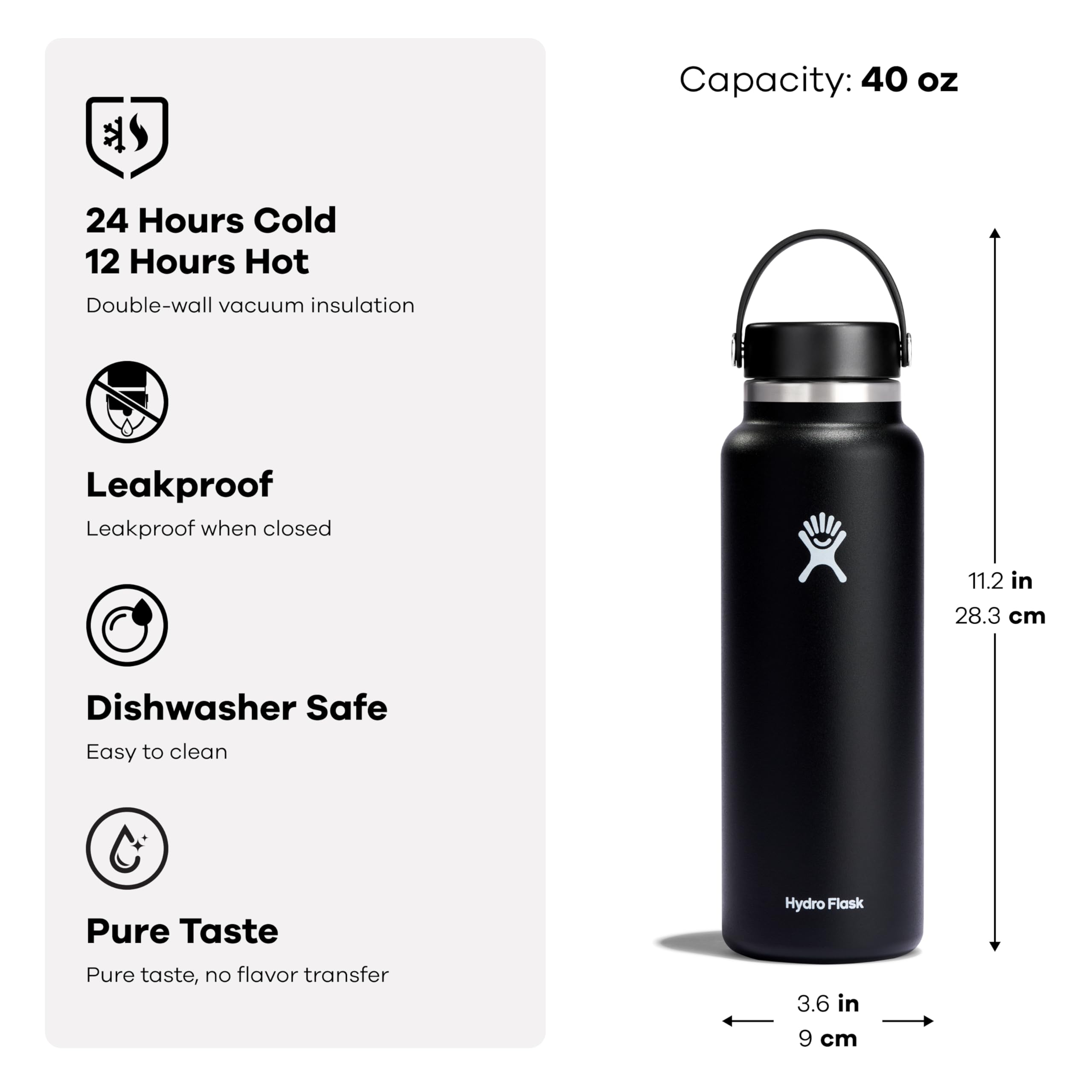 Hydro Flask Hydro Flask Wide Flex Cap Cascade 40 Oz Durable Water Bottle for Hydration on the Go - View 6 of 8