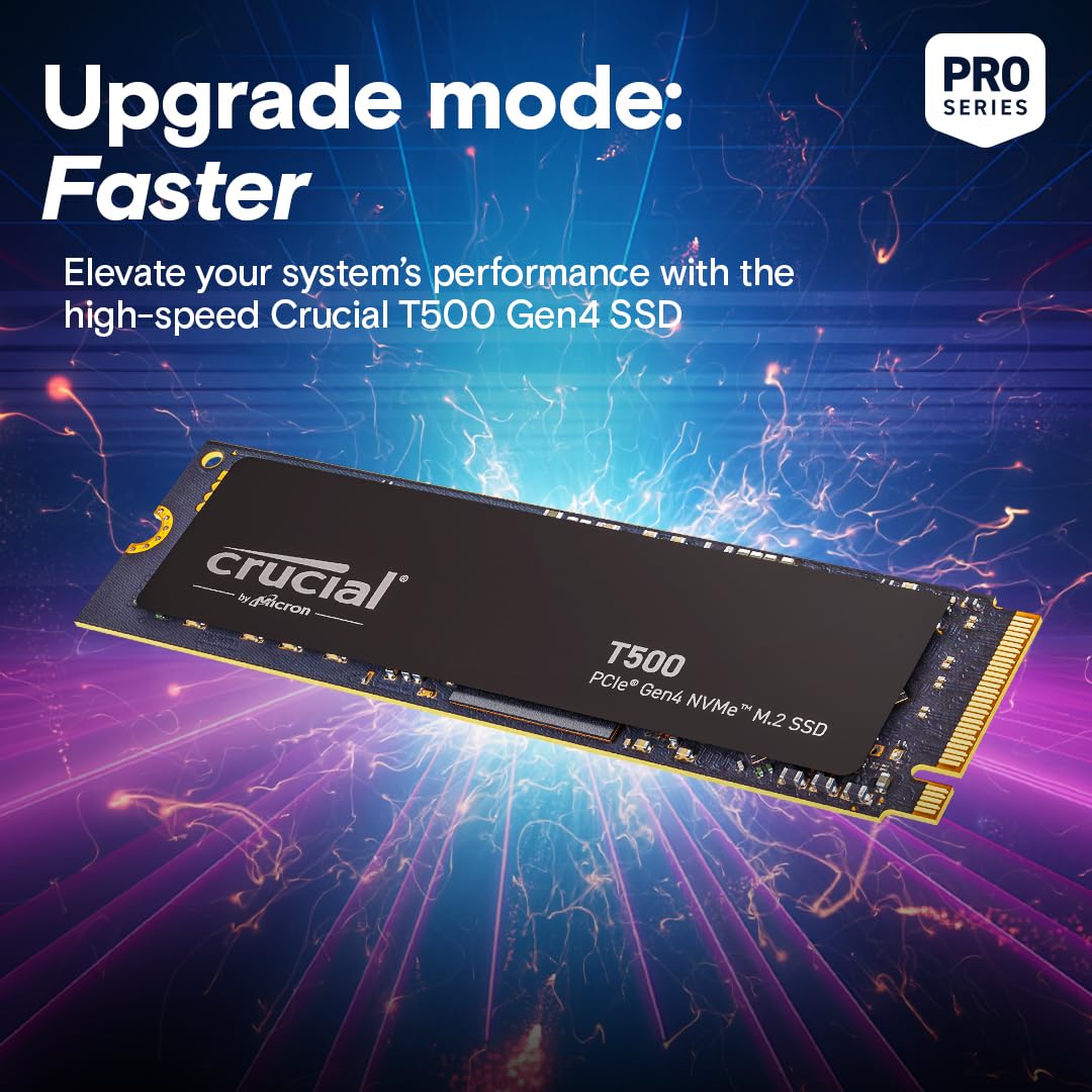 Crucial Crucial T500 2TB Gen4 NVMe M.2 Internal Gaming SSD Up to 7400MB/s for Laptops and Desktops with 1 Month Adobe CC All Apps - View 6 of 6