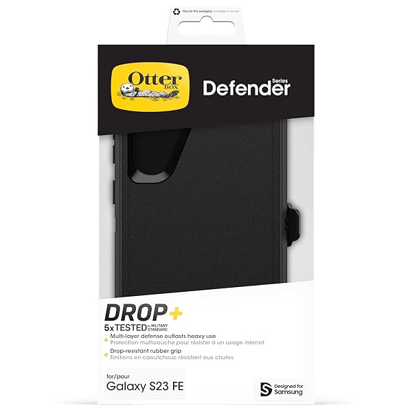 OtterBox OtterBox Galaxy S23 FE Defender Series Case Black Rugged Durable with Port Protection and Holster Clip Kickstand - View 8 of 8