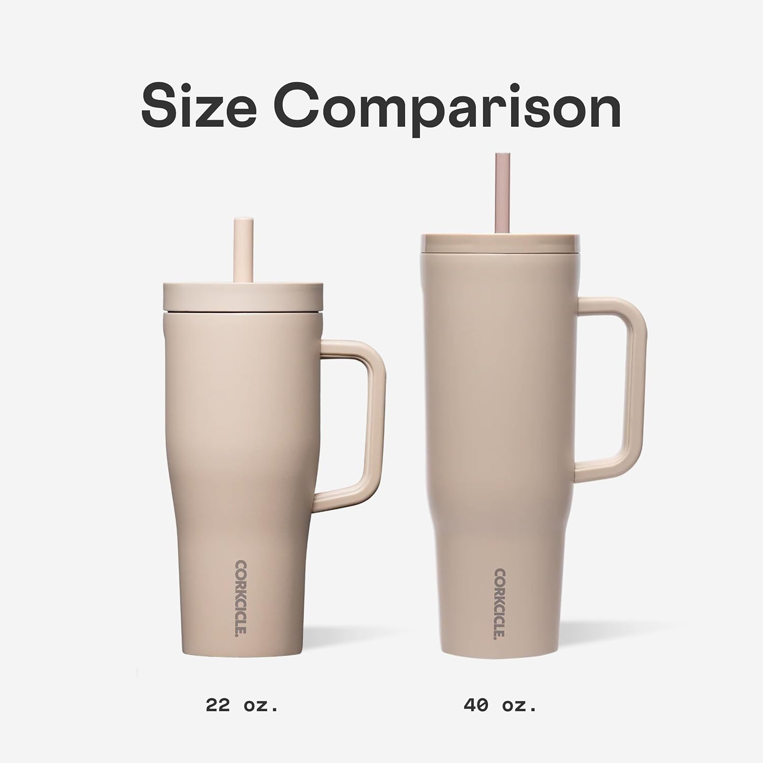 Corkcicle Corkcicle Cruiser Insulated Tumbler with Handle and Straw Oat Milk 40 oz Reusable Water Bottle Keeps Drinks Cold for 20 Hours Hot for 9 Hours - View 7 of 9