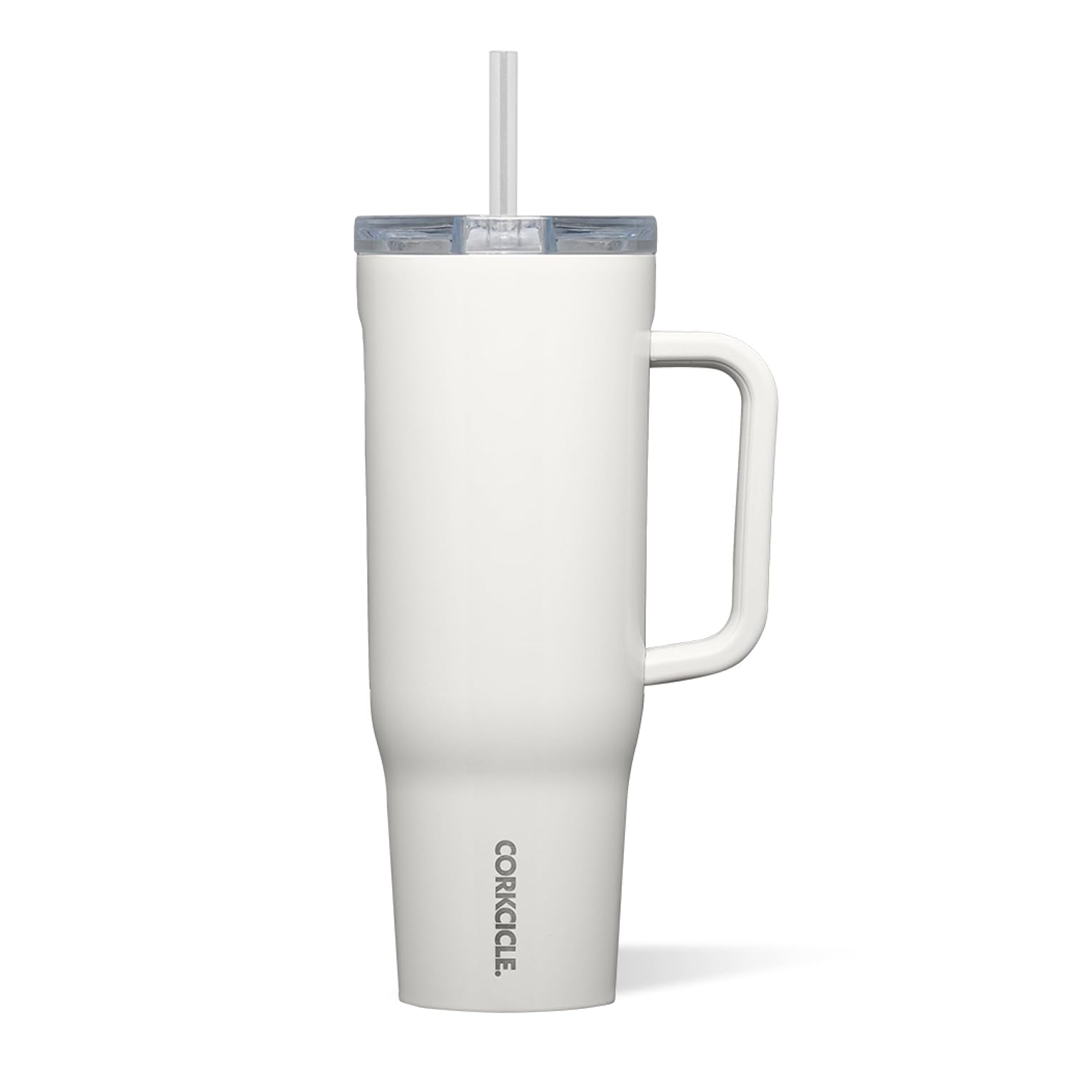 Corkcicle Corkcicle Cruiser Insulated Tumbler with Handle and Straw Oat Milk 40 oz Reusable Water Bottle Keeps Drinks Cold for 20 Hours Hot for 9 Hours
