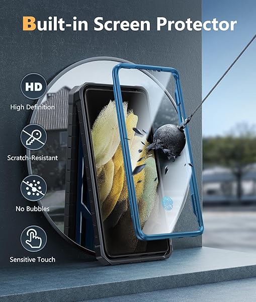 FNTCASE FNTCASE Military Grade Rugged Case for Samsung Galaxy S21 Ultra with Kickstand Shockproof TPU Protection Blue 6.8 inches - View 5 of 9