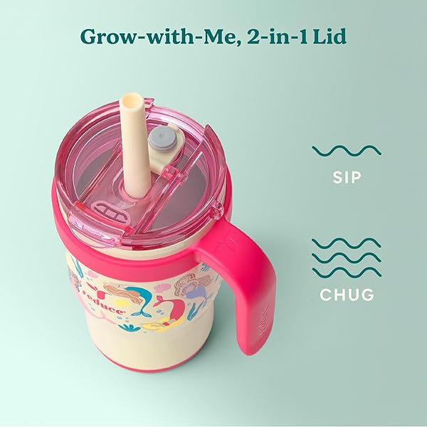 REDUCE Coldee Kids Tumbler 14 Oz with Lid and Straw Insulated Travel Mug Spill-Proof Sweatproof Stainless Steel BPA-Free Pink Mermaid - View 5 of 8