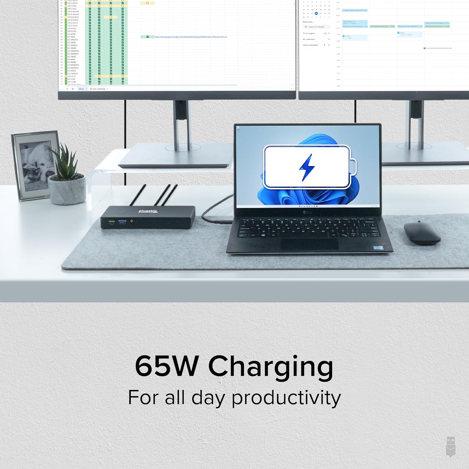 Plugable Plugable USB C Docking Station Dual Monitor with HDMI Ports Power Delivery for Windows and ChromeOS Driverless UD-MSTH2 - View 8 of 9