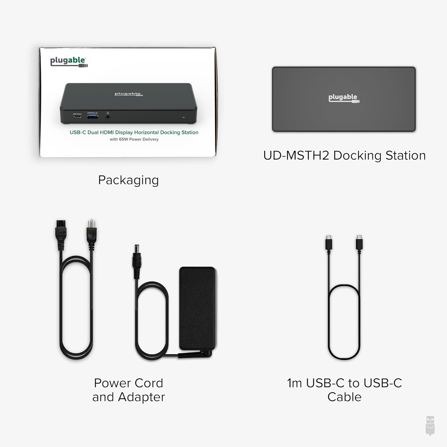 Plugable Plugable USB C Docking Station Dual Monitor with HDMI Ports Power Delivery for Windows and ChromeOS Driverless UD-MSTH2 - View 9 of 9